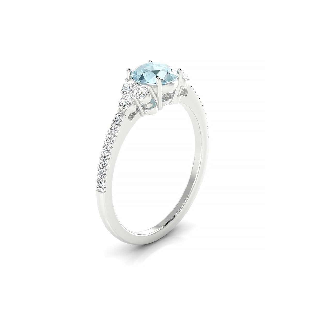 Reverie | 18k White Gold 6 mm Round Aquamarine Ring