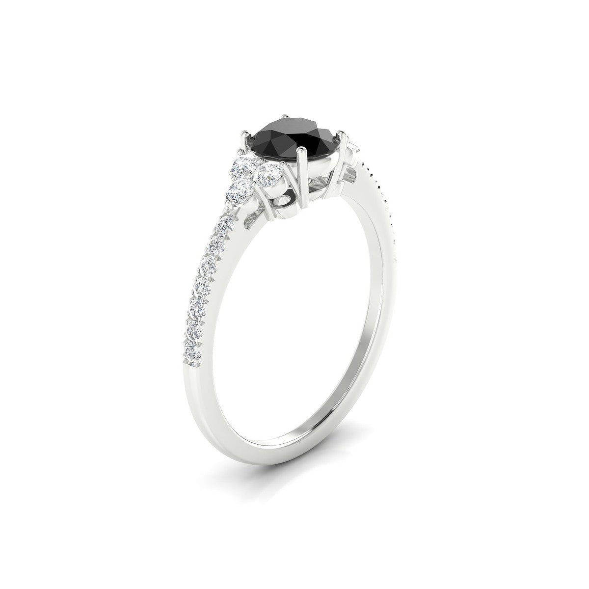 Reverie | 18k White Gold 6 mm Round Black Diamond Ring