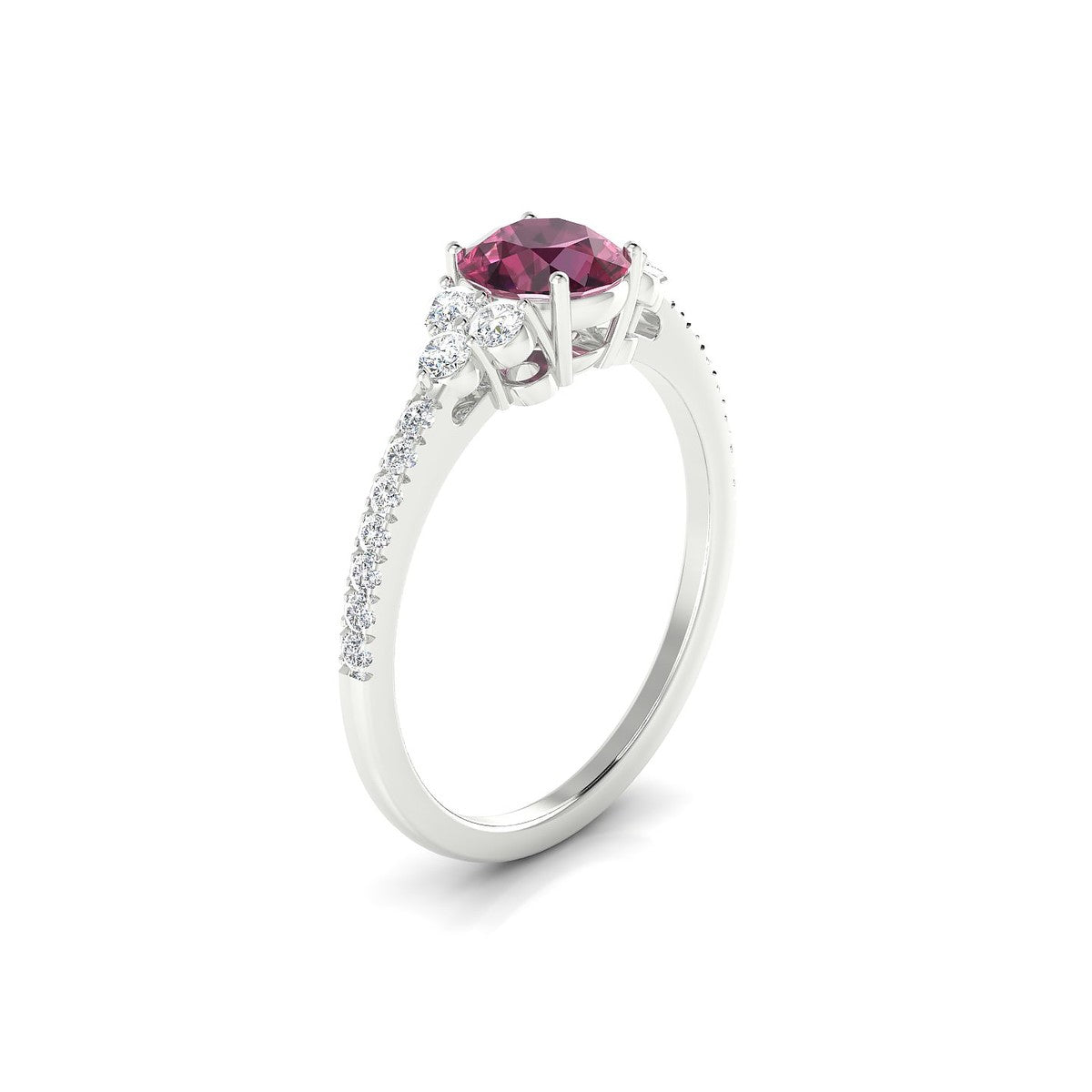 Reverie | 18k White Gold 6 mm Round Rhodolite Ring