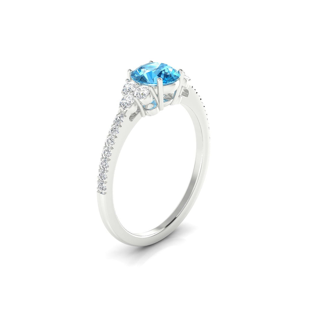 Reverie | 18k White Gold 6 mm Round Topaz Ring