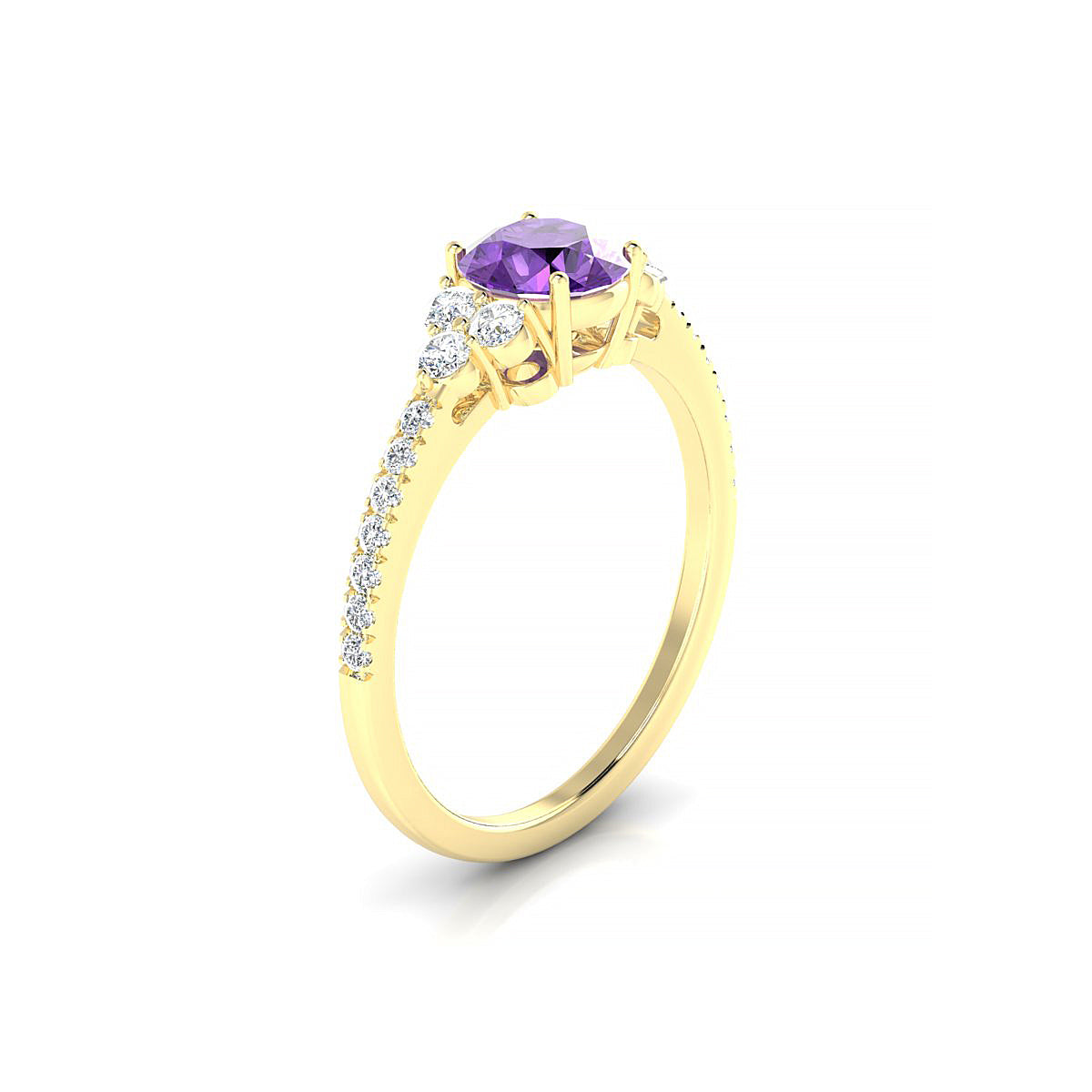 Reverie | 18k Yellow Gold 6 mm Round Amethyst Ring