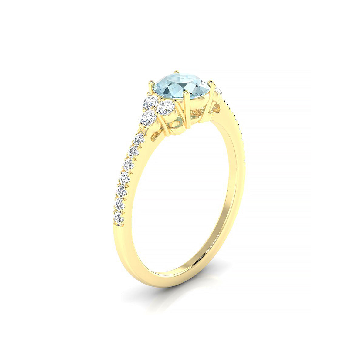 Reverie | 18k Yellow Gold 6 mm Round Aquamarine Ring