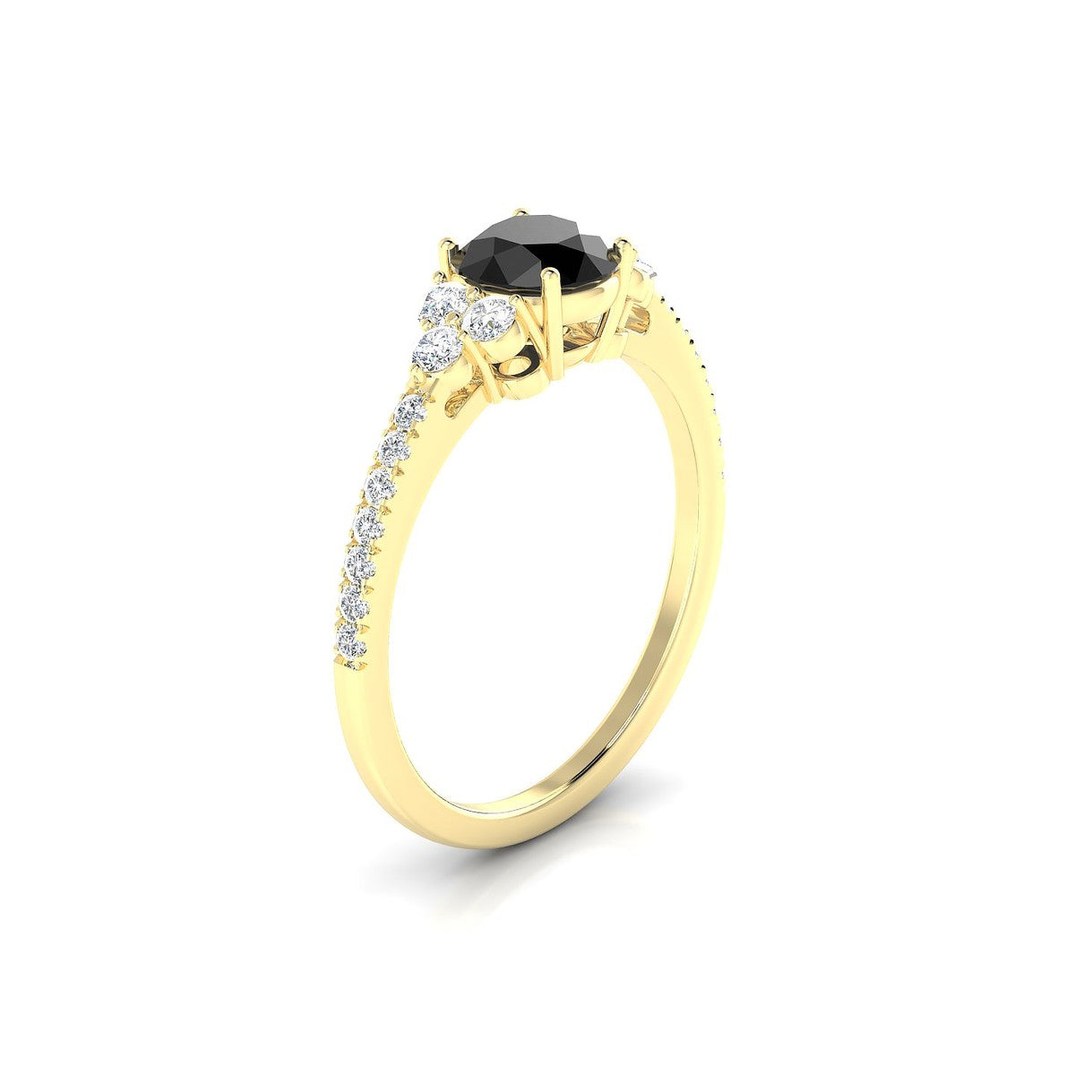 Reverie | 18k Yellow Gold 6 mm Round Black Diamond Ring