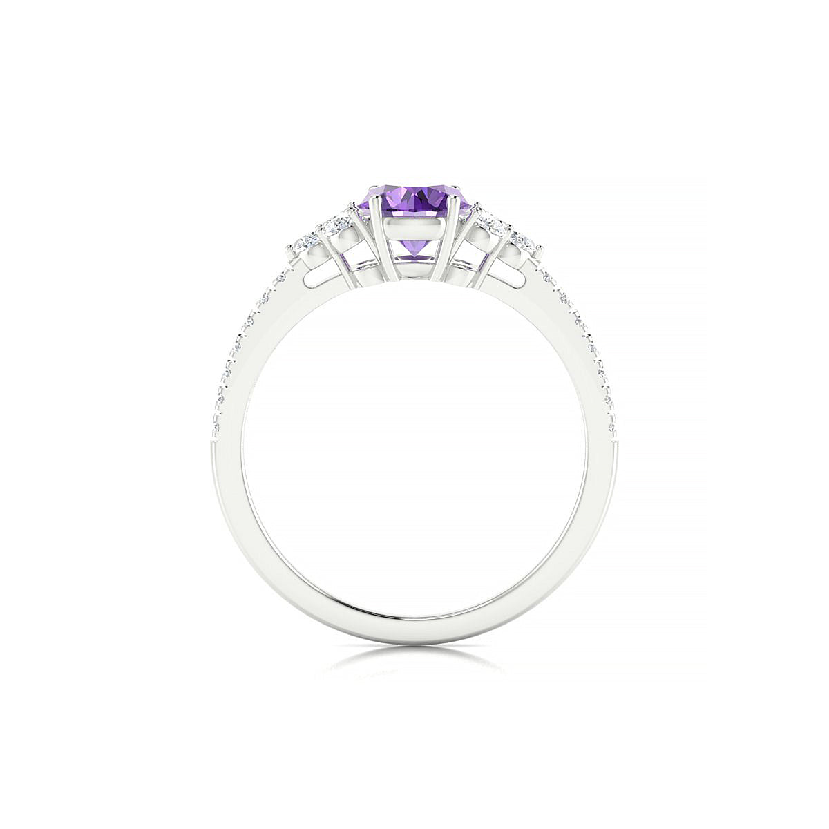 Reverie | 18k White Gold 6 mm Round Amethyst Ring