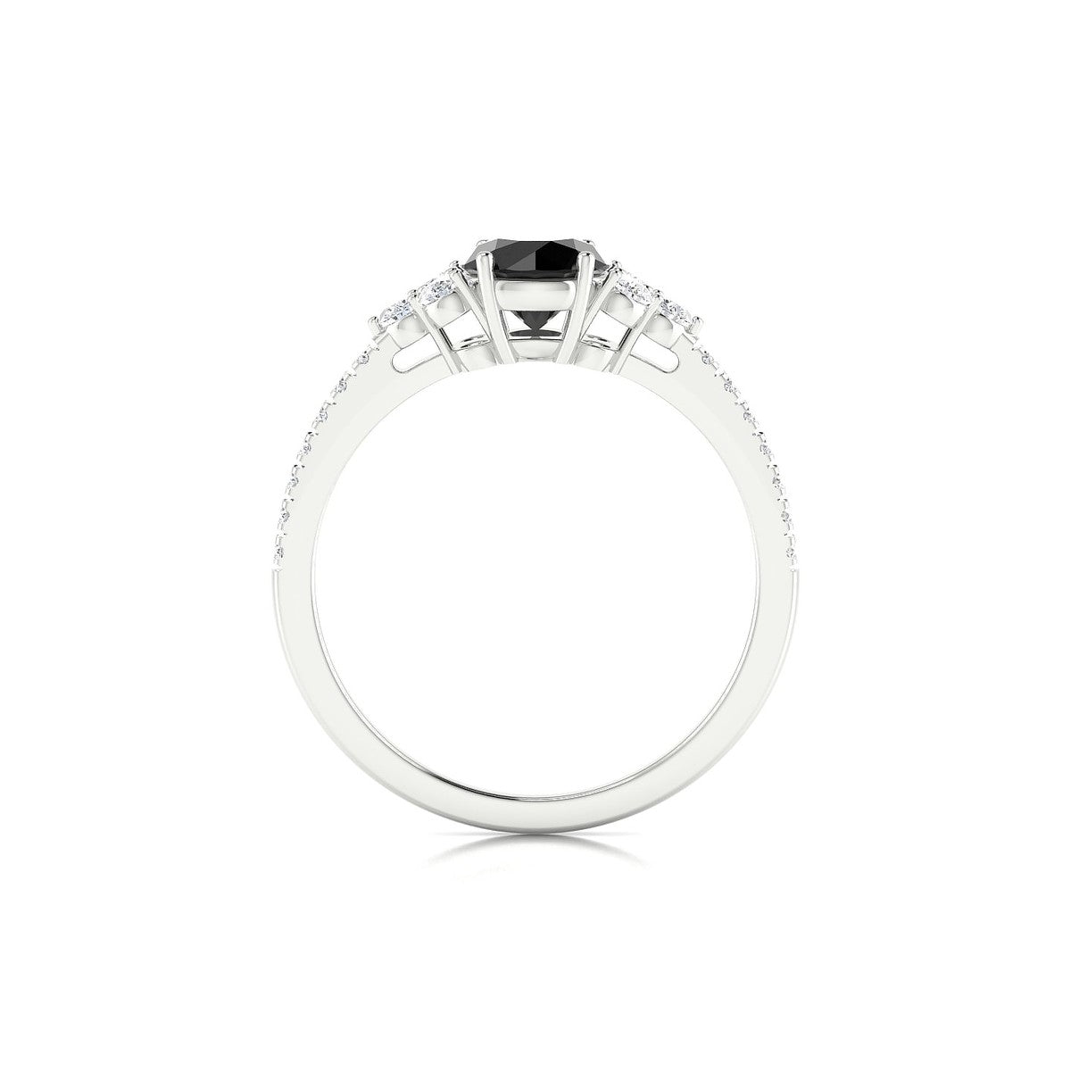 Reverie | 18k White Gold 6 mm Round Black Diamond Ring