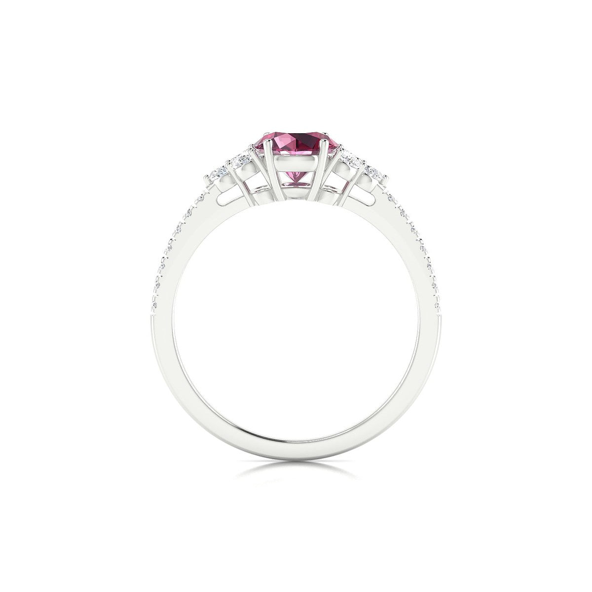 Reverie | 18k White Gold 6 mm Round Rhodolite Ring