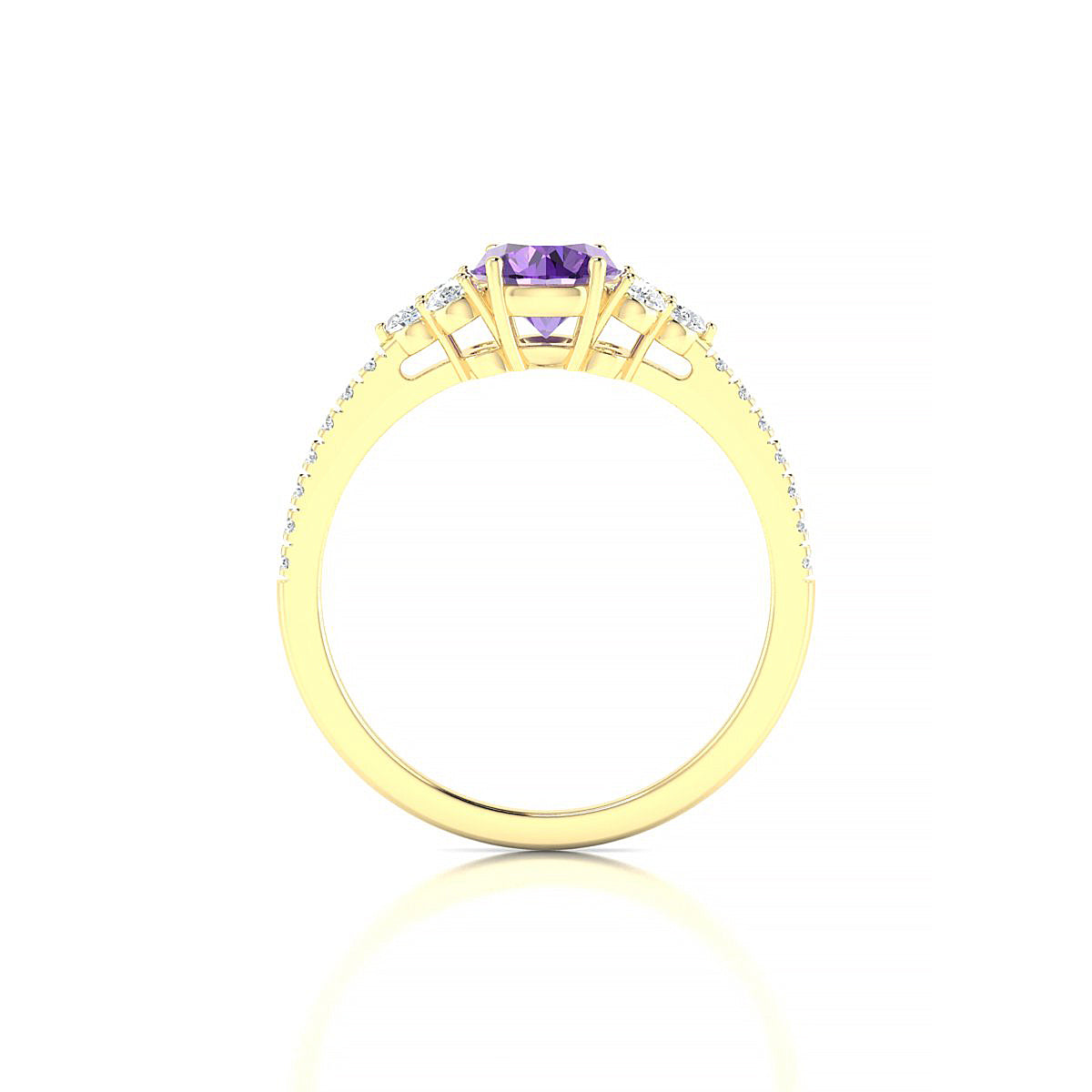 Reverie | 18k Yellow Gold 6 mm Round Amethyst Ring