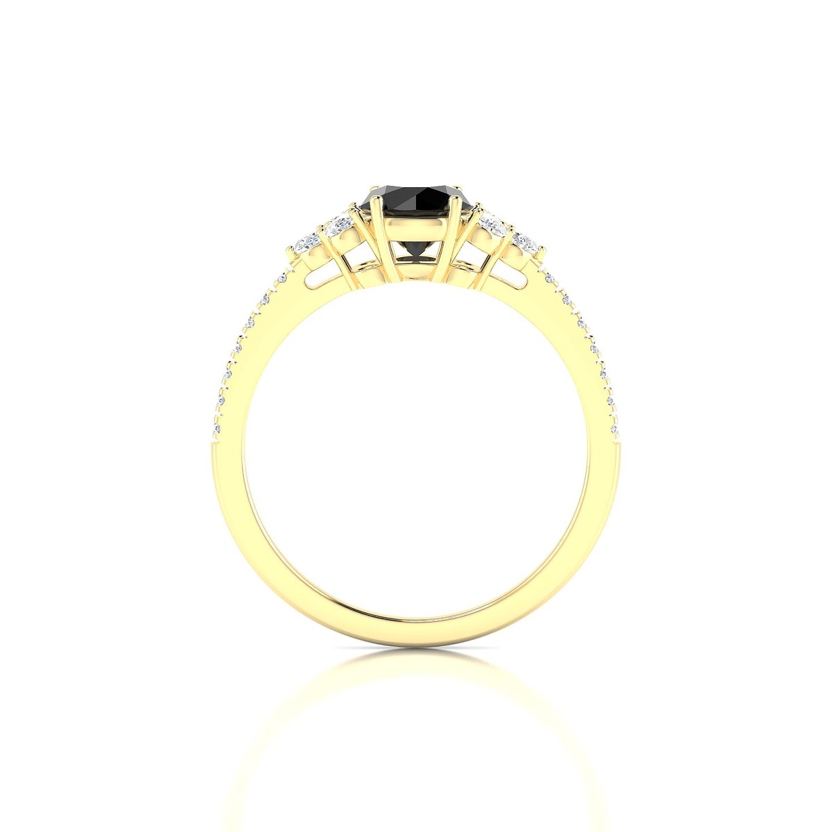 Reverie | 18k Yellow Gold 6 mm Round Black Diamond Ring