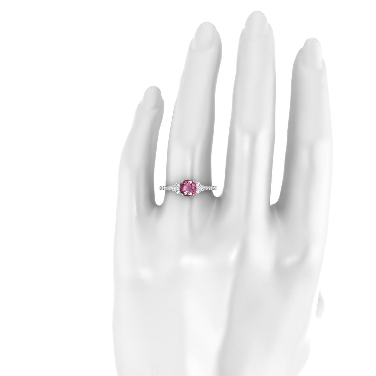 Reverie | 18k White Gold 6 mm Round Rhodolite Ring