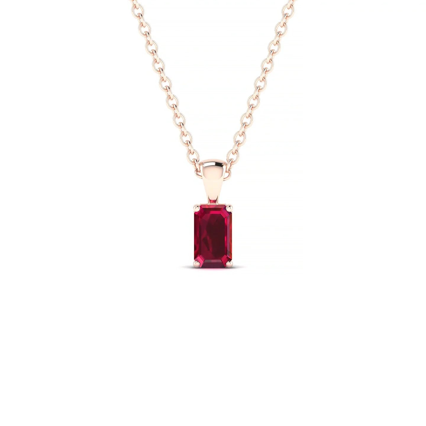 Reverse | 18k Rose Gold 5 x 3 mm Emerald Ruby Pendant