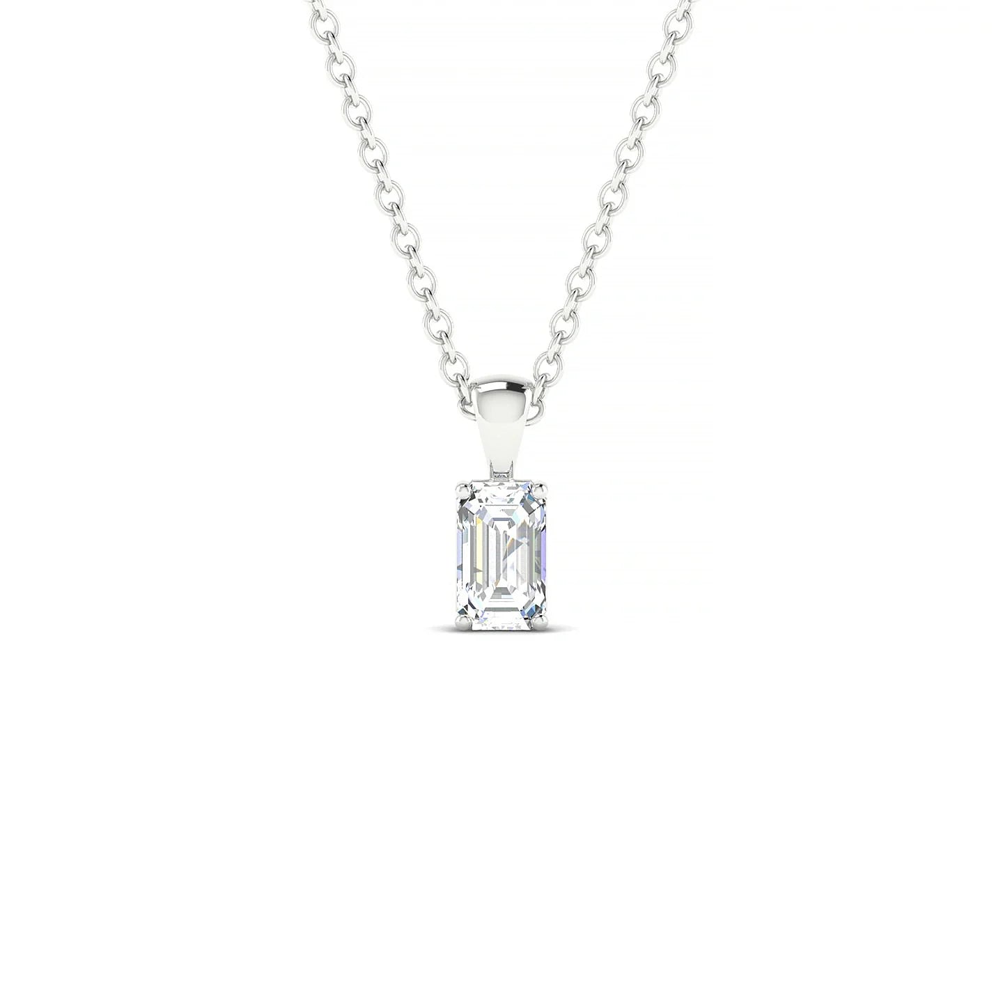 Reverse | 18k White Gold 5 x 3 mm Emerald Diamond Pendant