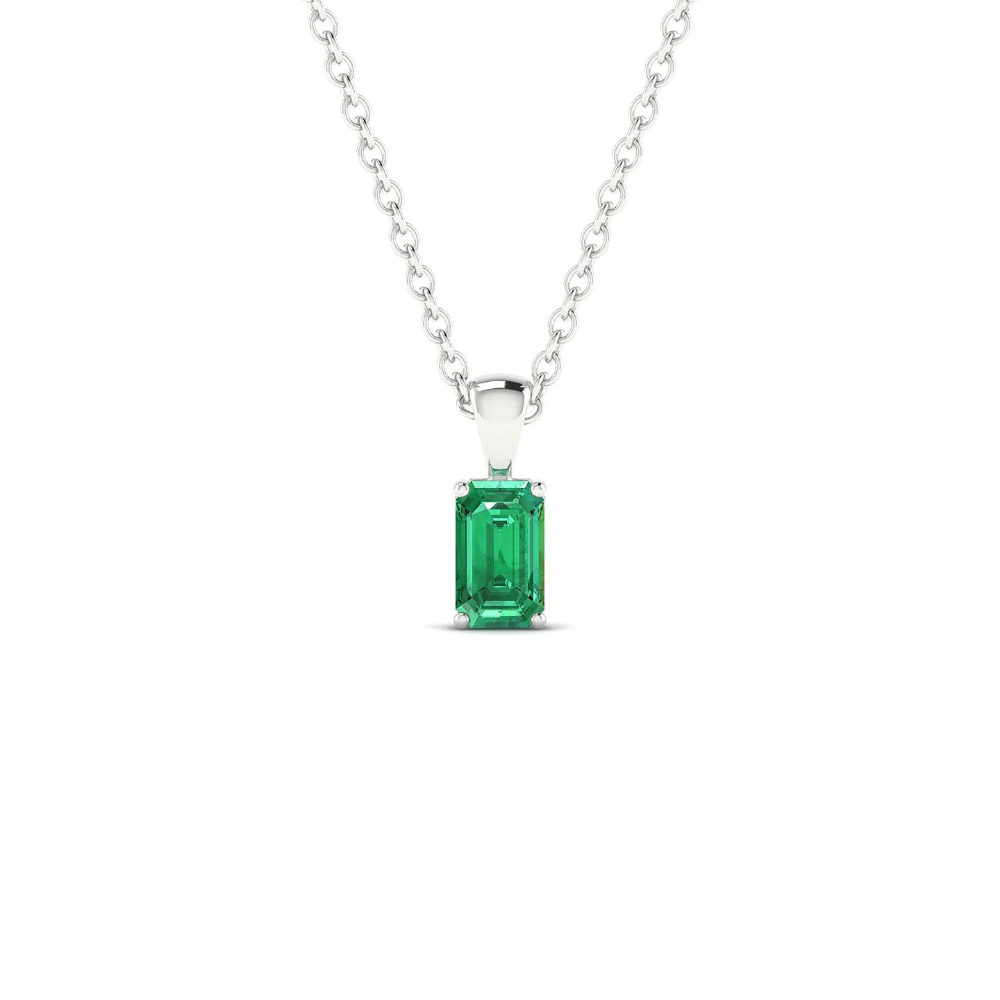 Reverse | 18k White Gold 5 x 3 mm Emerald Emerald Pendant