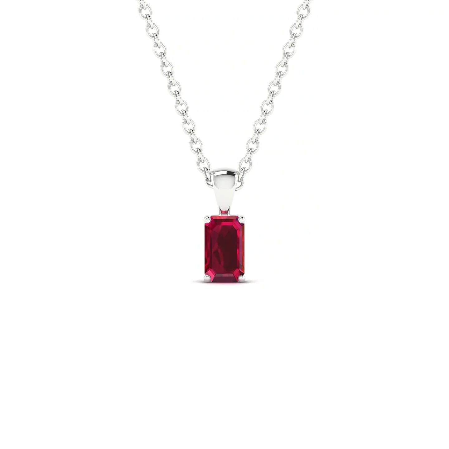 Reverse | 18k White Gold 5 x 3 mm Emerald Ruby Pendant