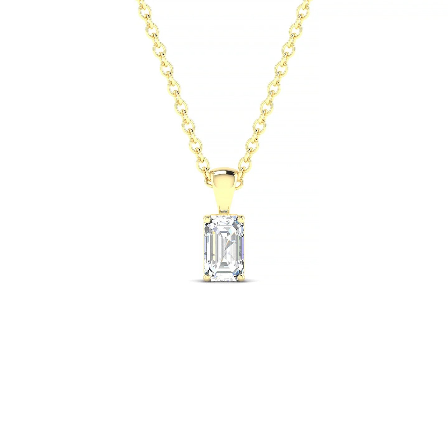 Reverse | 18k Yellow Gold 5 x 3 mm Emerald Diamond Pendant