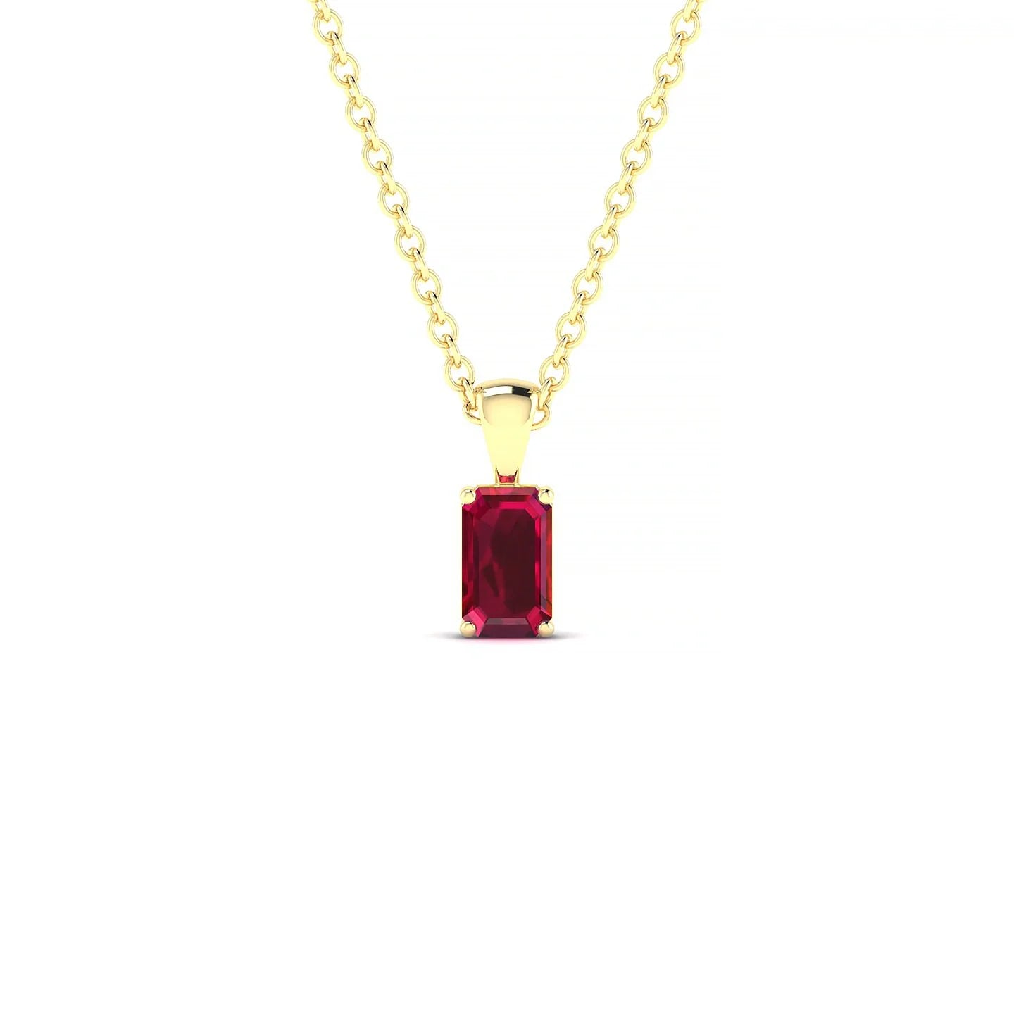 Reverse | 18k Yellow Gold 5 x 3 mm Emerald Ruby Pendant