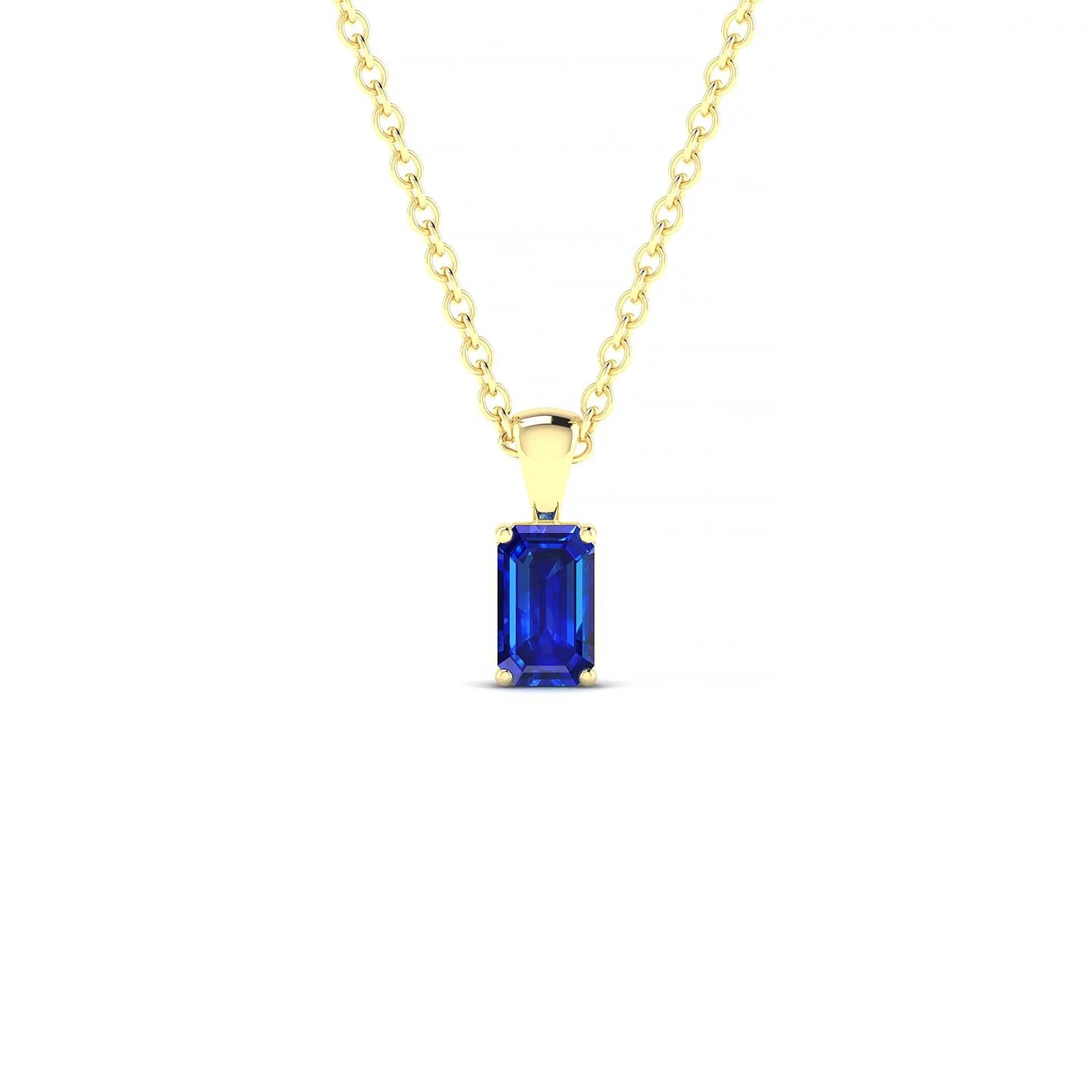 Reverse | 18k Yellow Gold 5 x 3 mm Emerald Sapphire Pendant