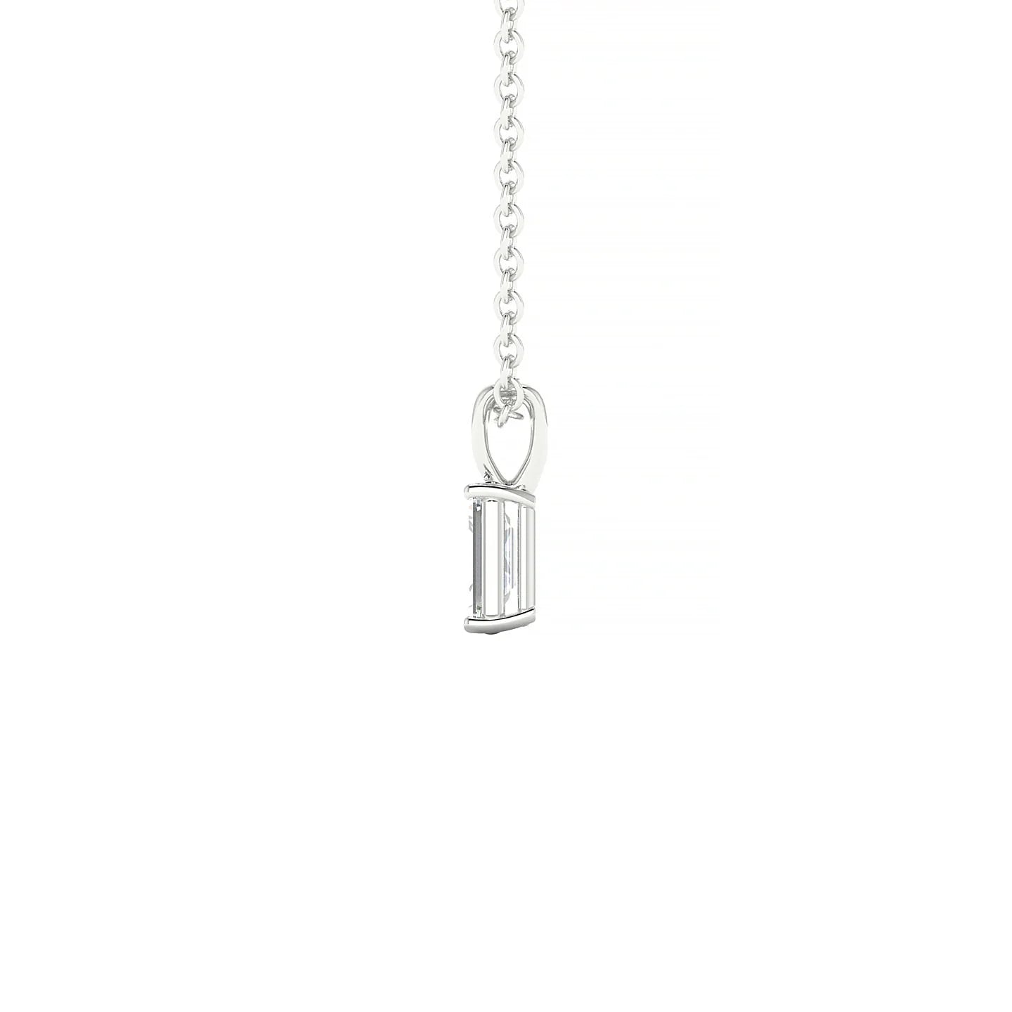 Reverse | 18k White Gold 5 x 3 mm Emerald Diamond Pendant