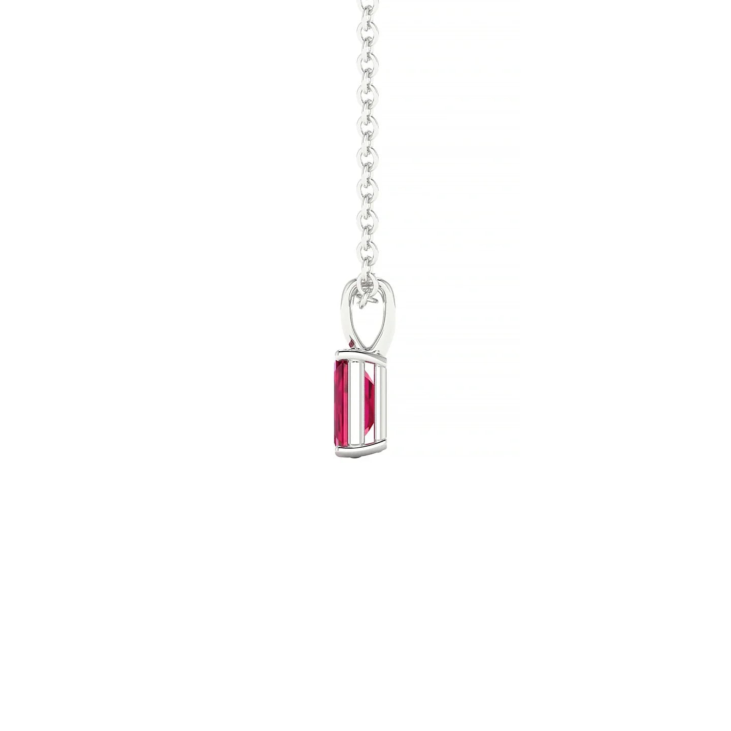 Reverse | 18k White Gold 5 x 3 mm Emerald Ruby Pendant