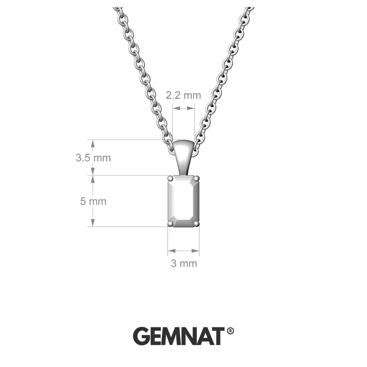 Reverse | 18k Yellow Gold 5 x 3 mm Emerald Emerald Pendant