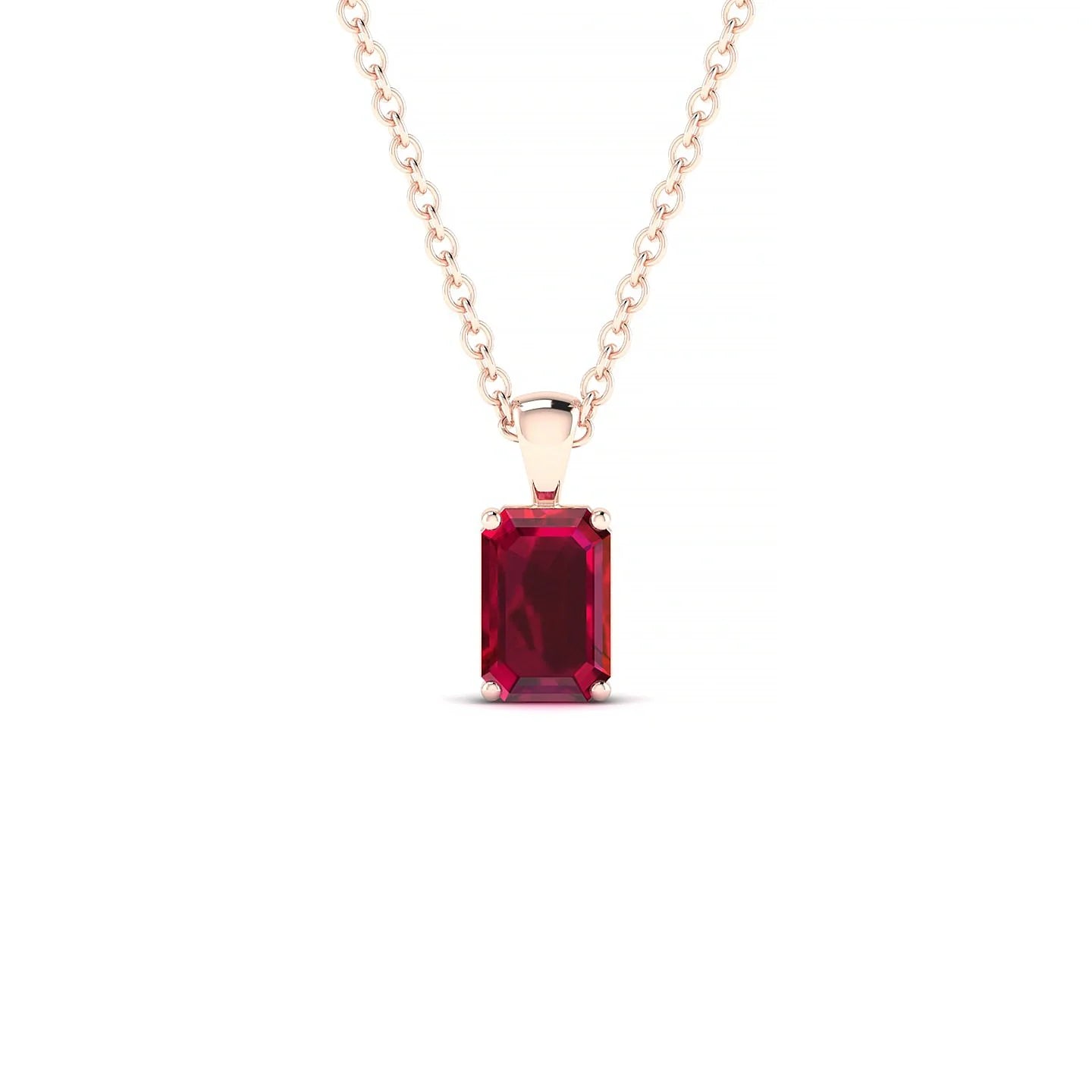Reverse | 18k Rose Gold 6 x 4 mm Emerald Ruby Pendant