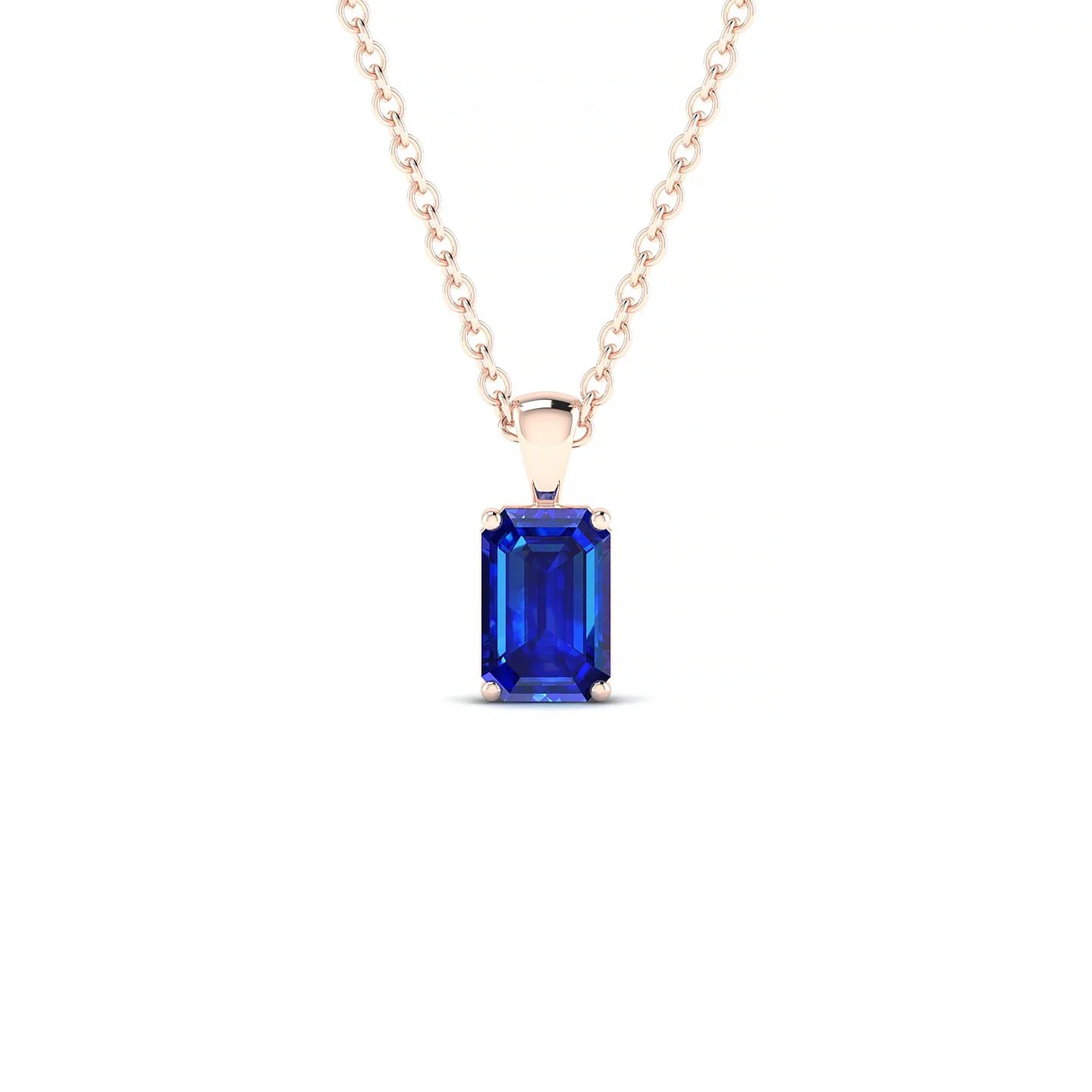 Reverse | 18k Rose Gold 6 x 4 mm Emerald Sapphire Pendant