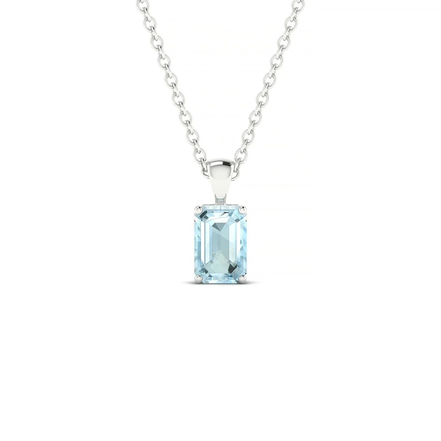 Reverse | 18k White Gold 6 x 4 mm Emerald Aquamarine Pendant