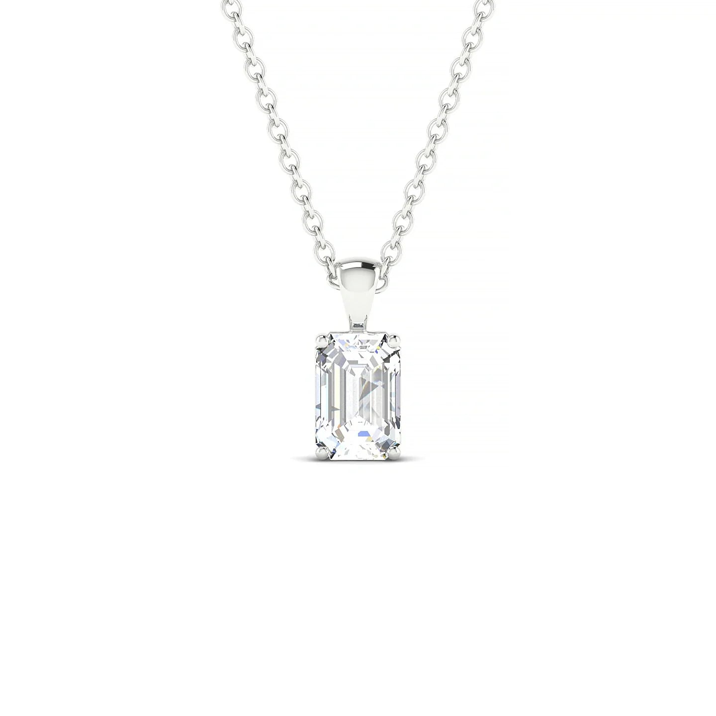 Reverse | 18k White Gold 6 x 4 mm Emerald Diamond Pendant