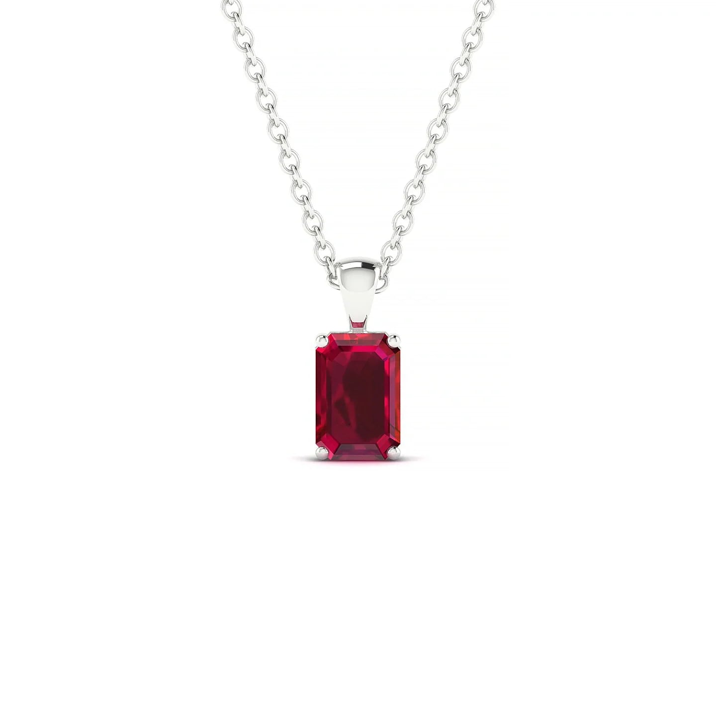Reverse | 18k White Gold 6 x 4 mm Emerald Ruby Pendant
