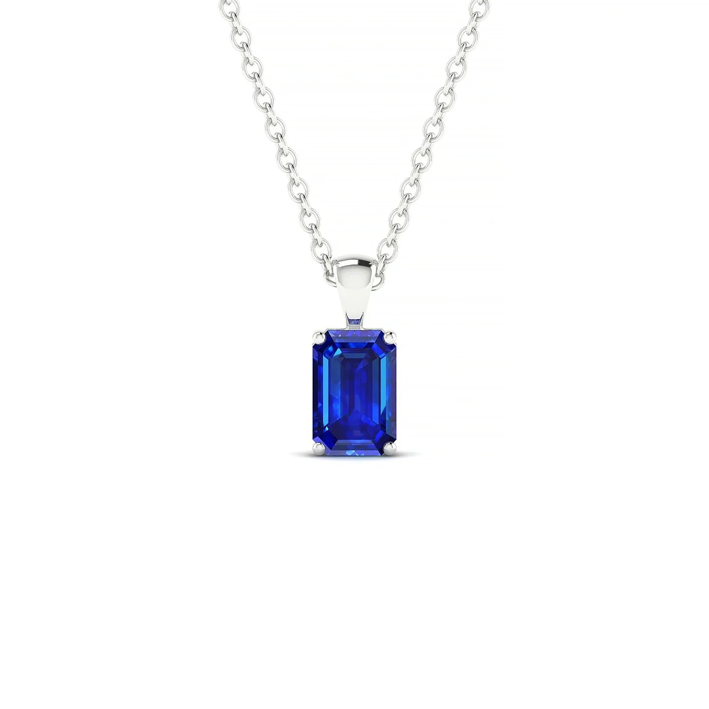 Reverse | 18k White Gold 6 x 4 mm Emerald Sapphire Pendant