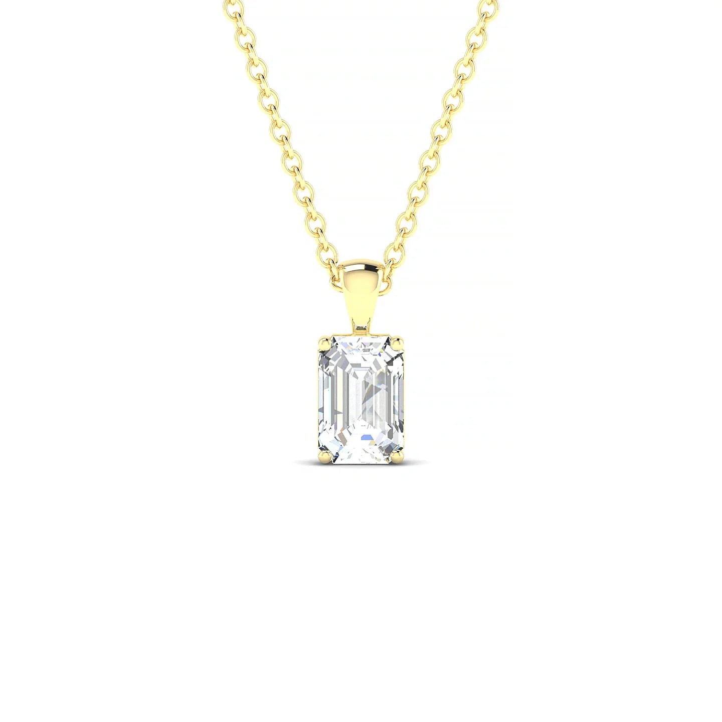 Reverse | 18k Yellow Gold 6 x 4 mm Emerald Diamond Pendant