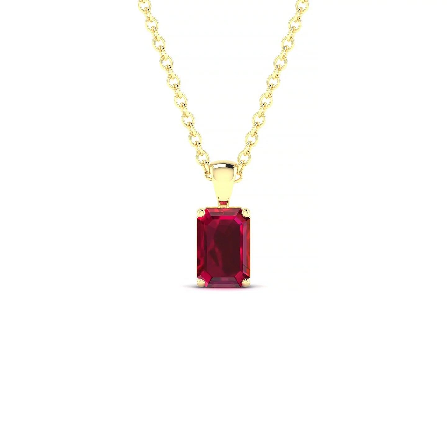 Reverse | 18k Yellow Gold 6 x 4 mm Emerald Ruby Pendant