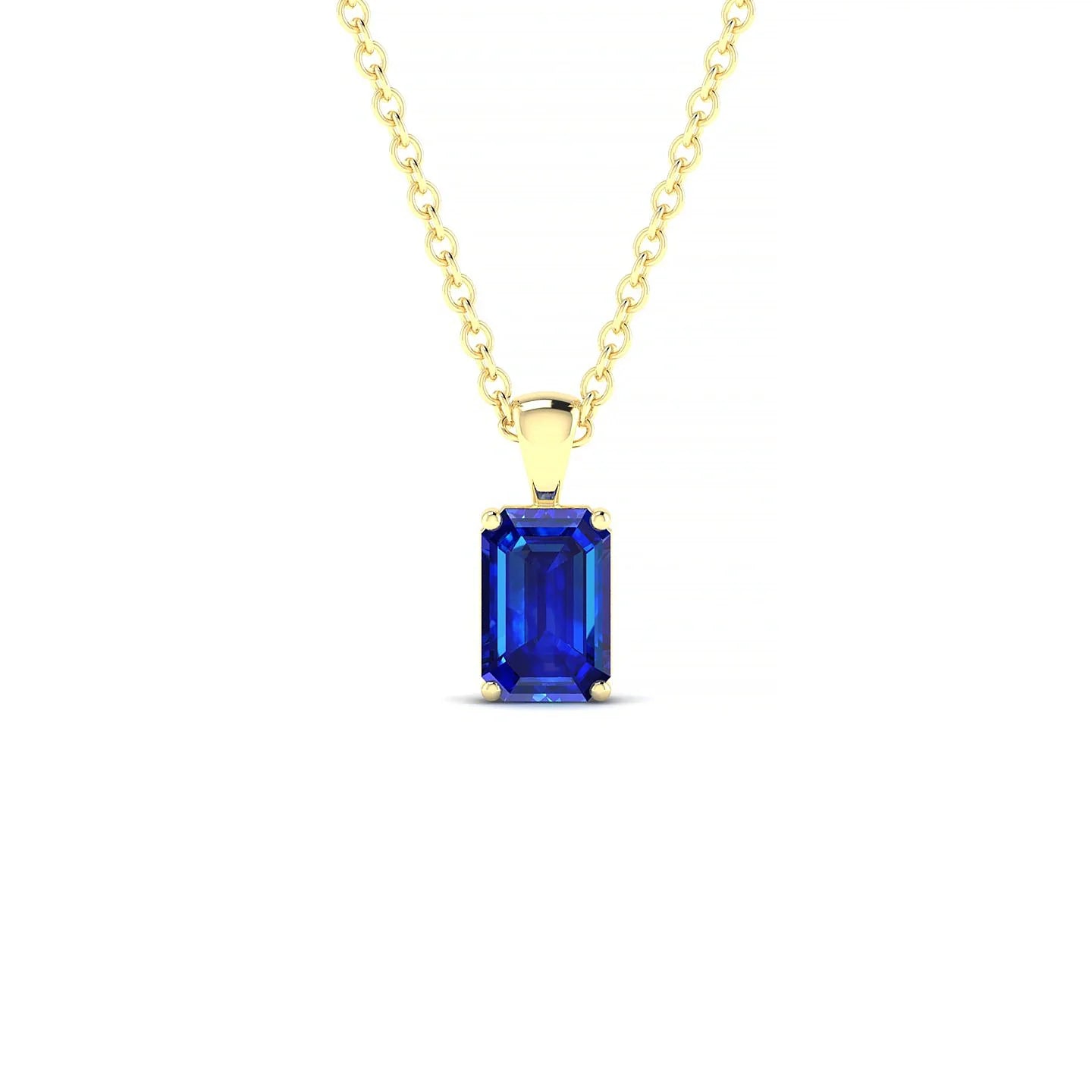 Reverse | 18k Yellow Gold 6 x 4 mm Emerald Sapphire Pendant