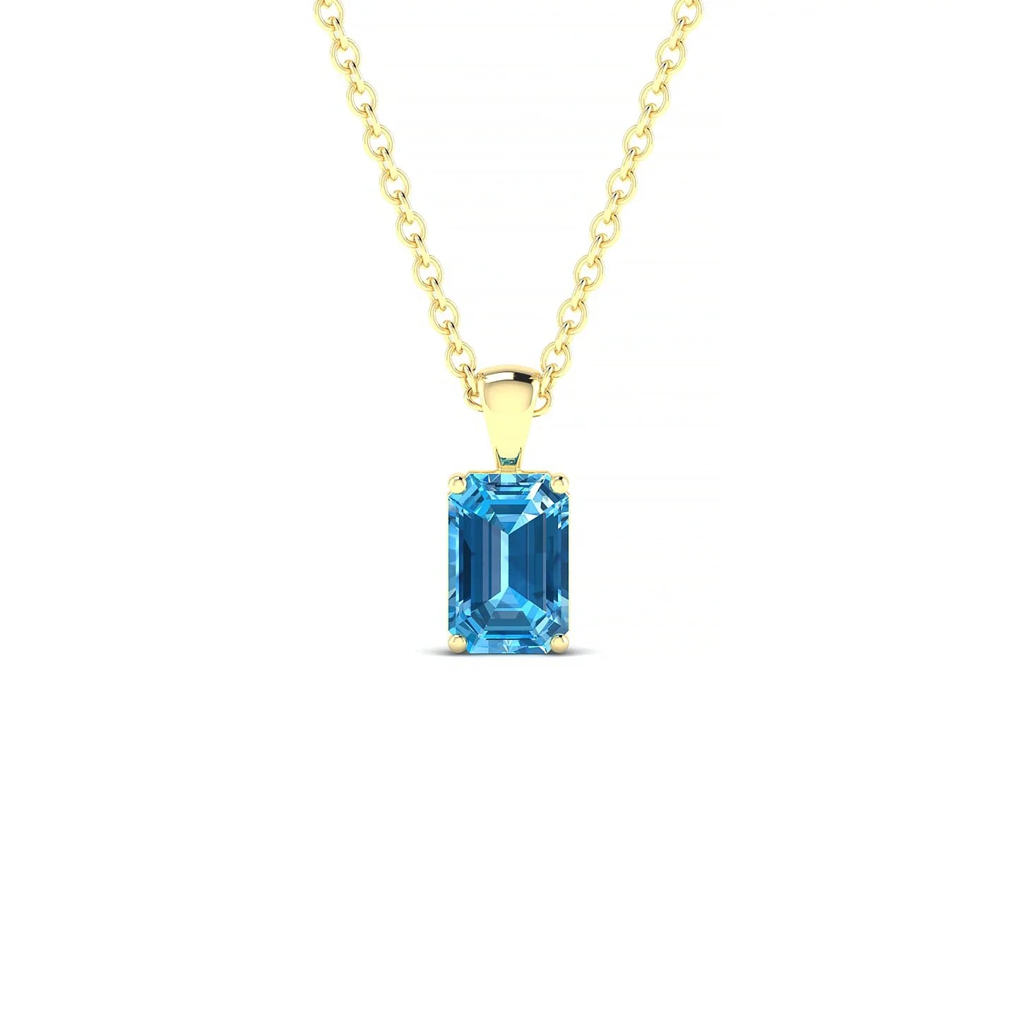 Reverse | 18k Yellow Gold 6 x 4 mm Emerald Topaz Pendant