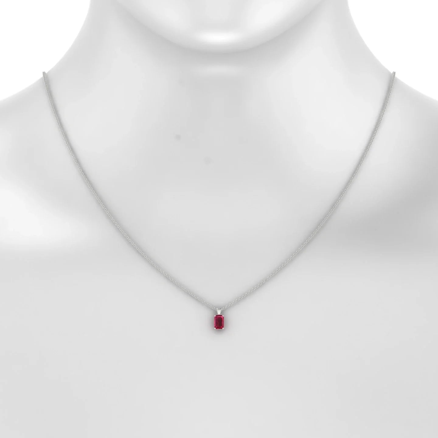 Reverse | 18k White Gold 6 x 4 mm Emerald Ruby Pendant