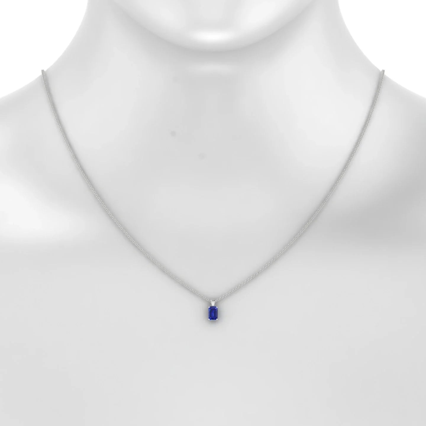Reverse | 18k White Gold 6 x 4 mm Emerald Sapphire Pendant