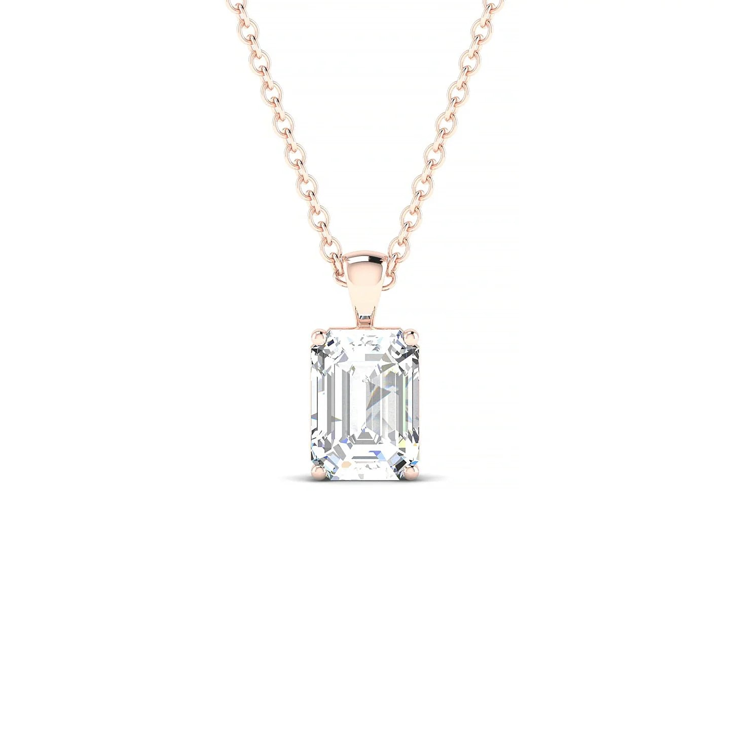 Reverse | 18k Rose Gold 7 x 5 mm Emerald Diamond Pendant