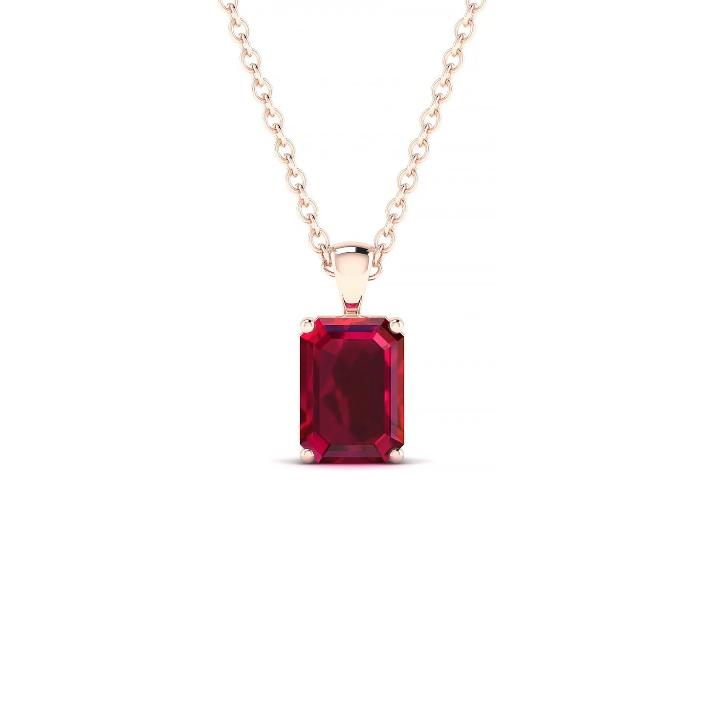 Reverse | 18k Rose Gold 7 x 5 mm Emerald Ruby Pendant