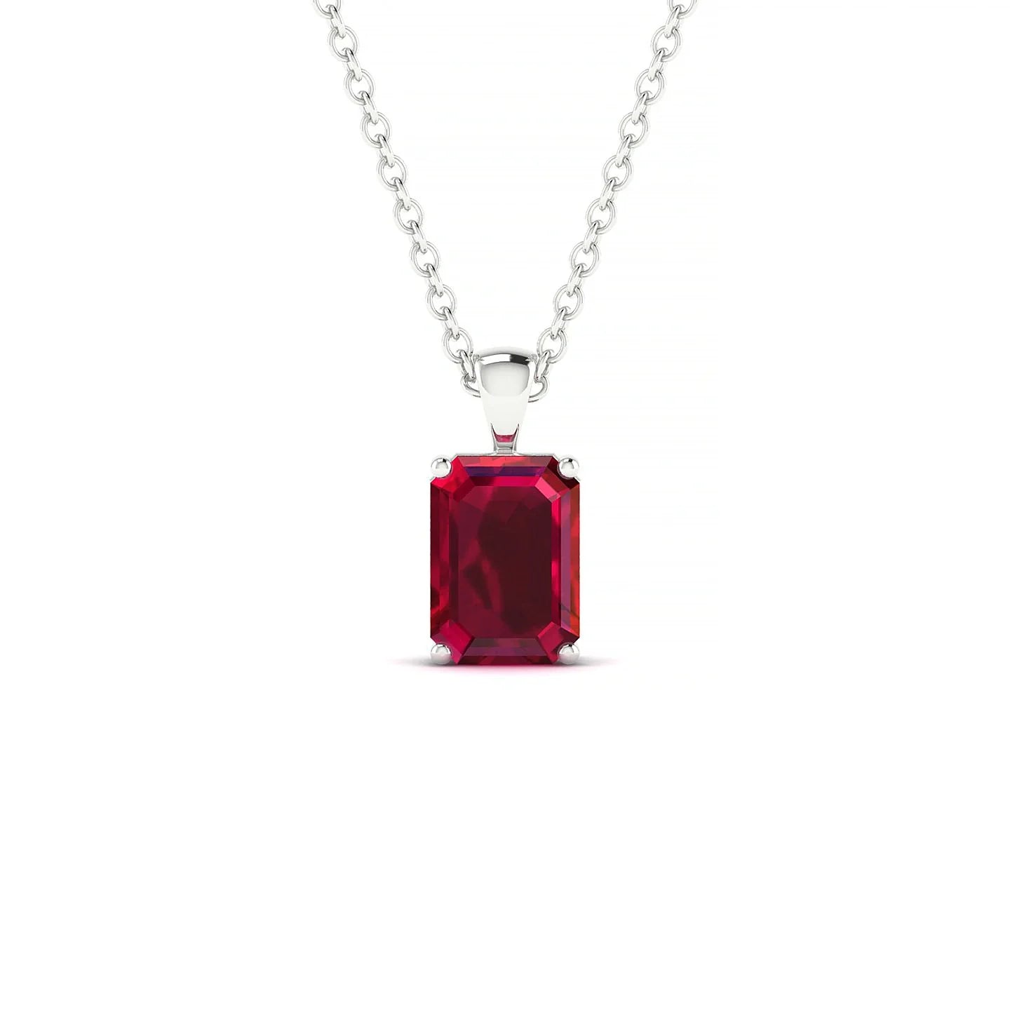 Reverse | 18k White Gold 7 x 5 mm Emerald Ruby Pendant