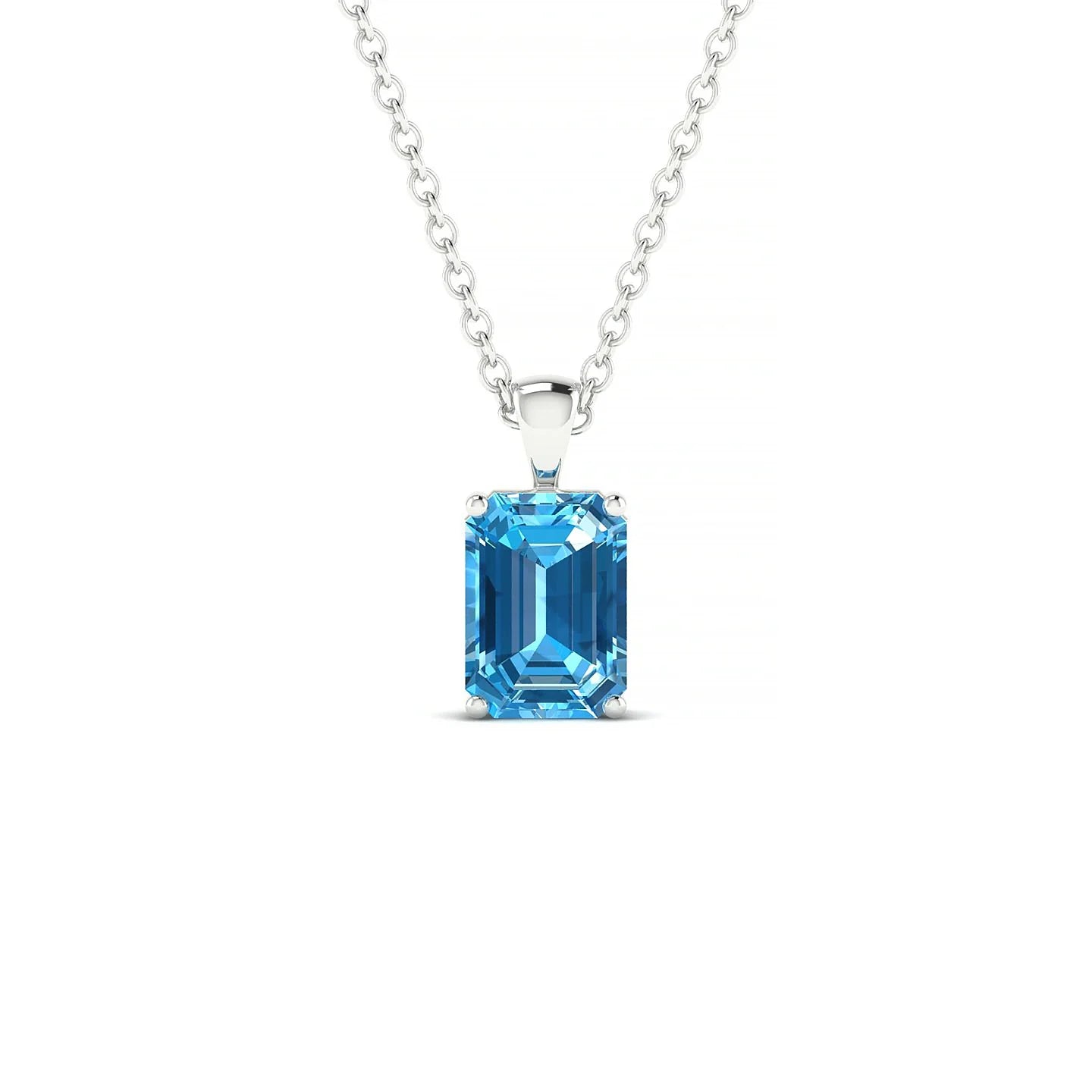 Reverse | 18k White Gold 7 x 5 mm Emerald Topaz Pendant