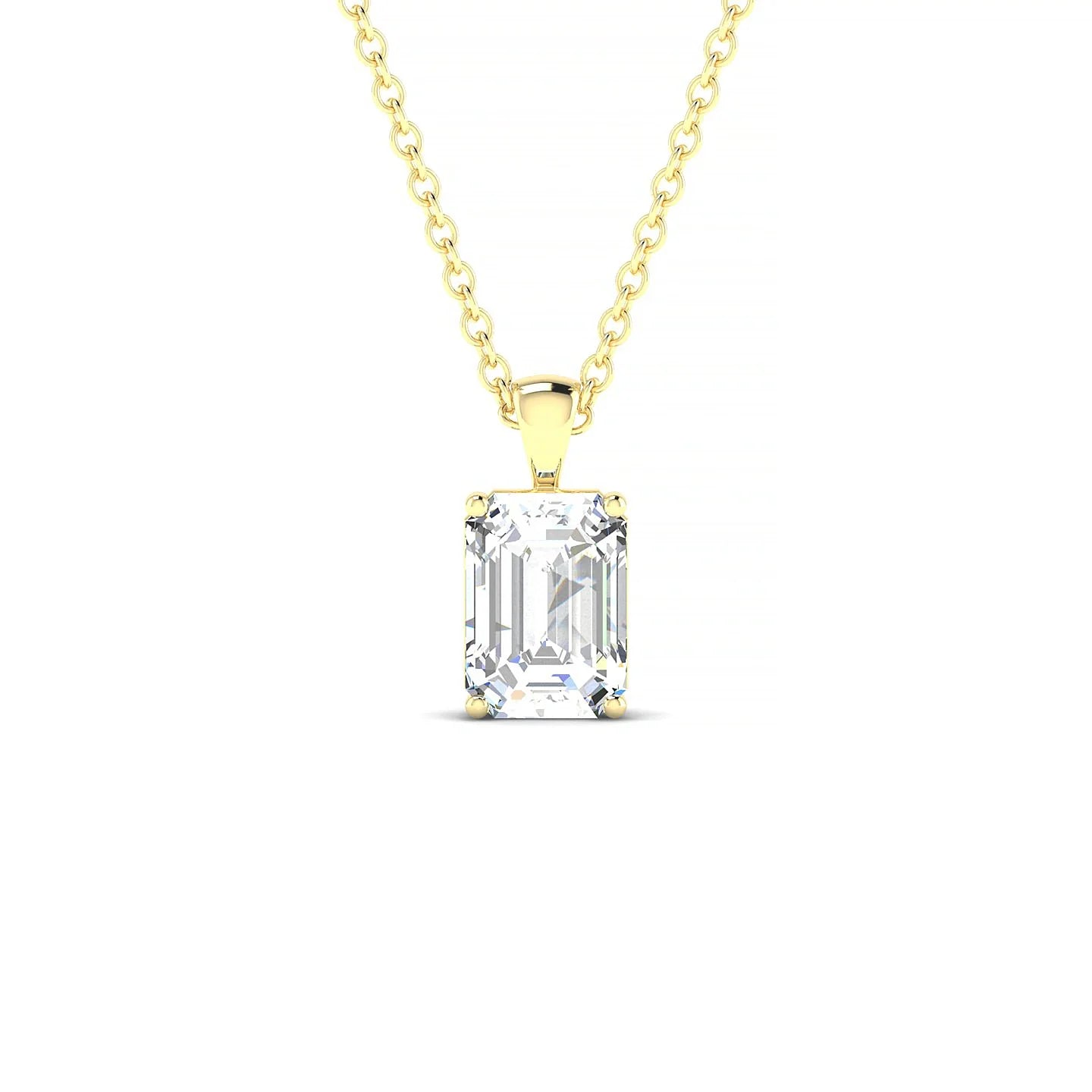 Reverse | 18k Yellow Gold 7 x 5 mm Emerald Diamond Pendant