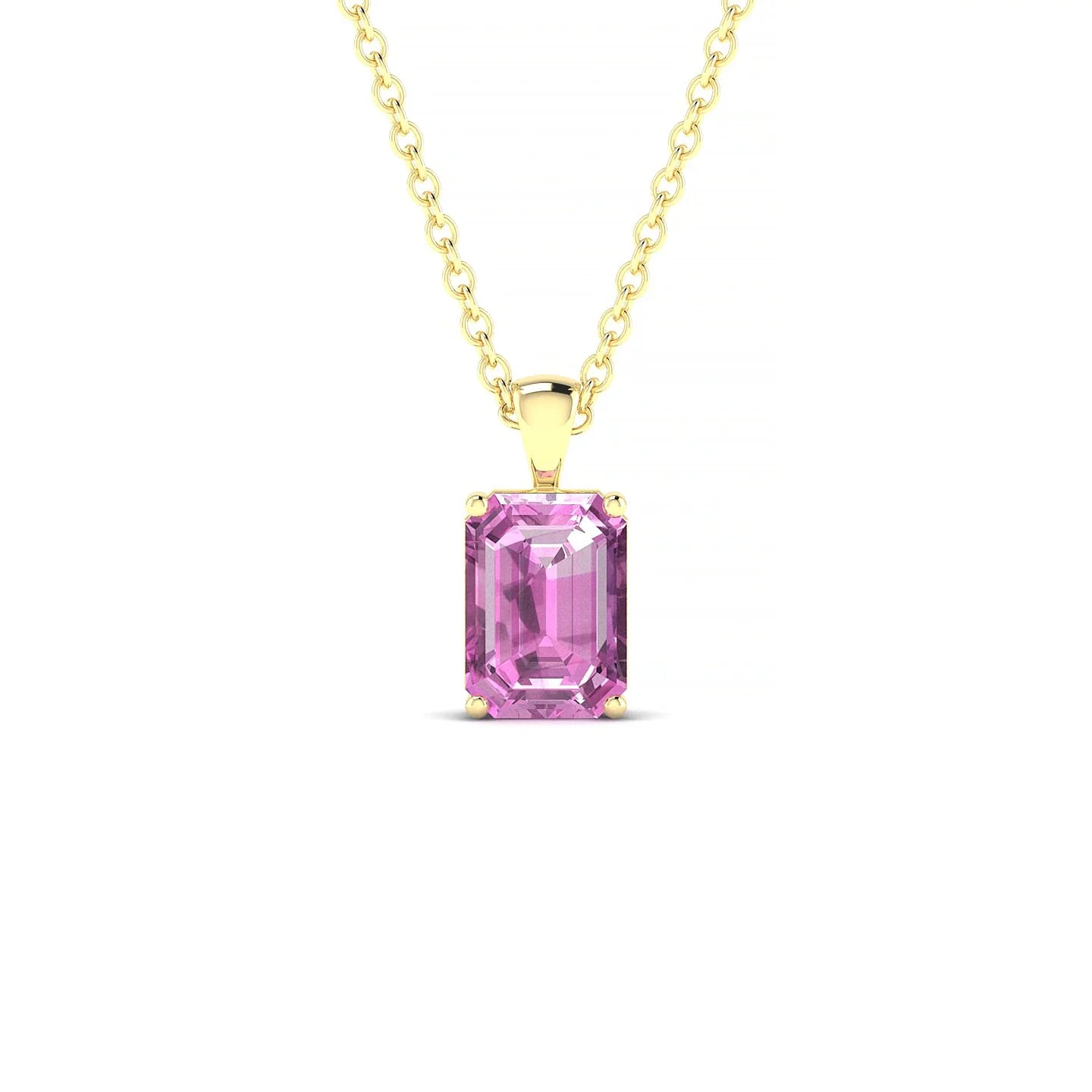 Reverse | 18k Yellow Gold 7 x 5 mm Emerald Pink Sapphire Pendant