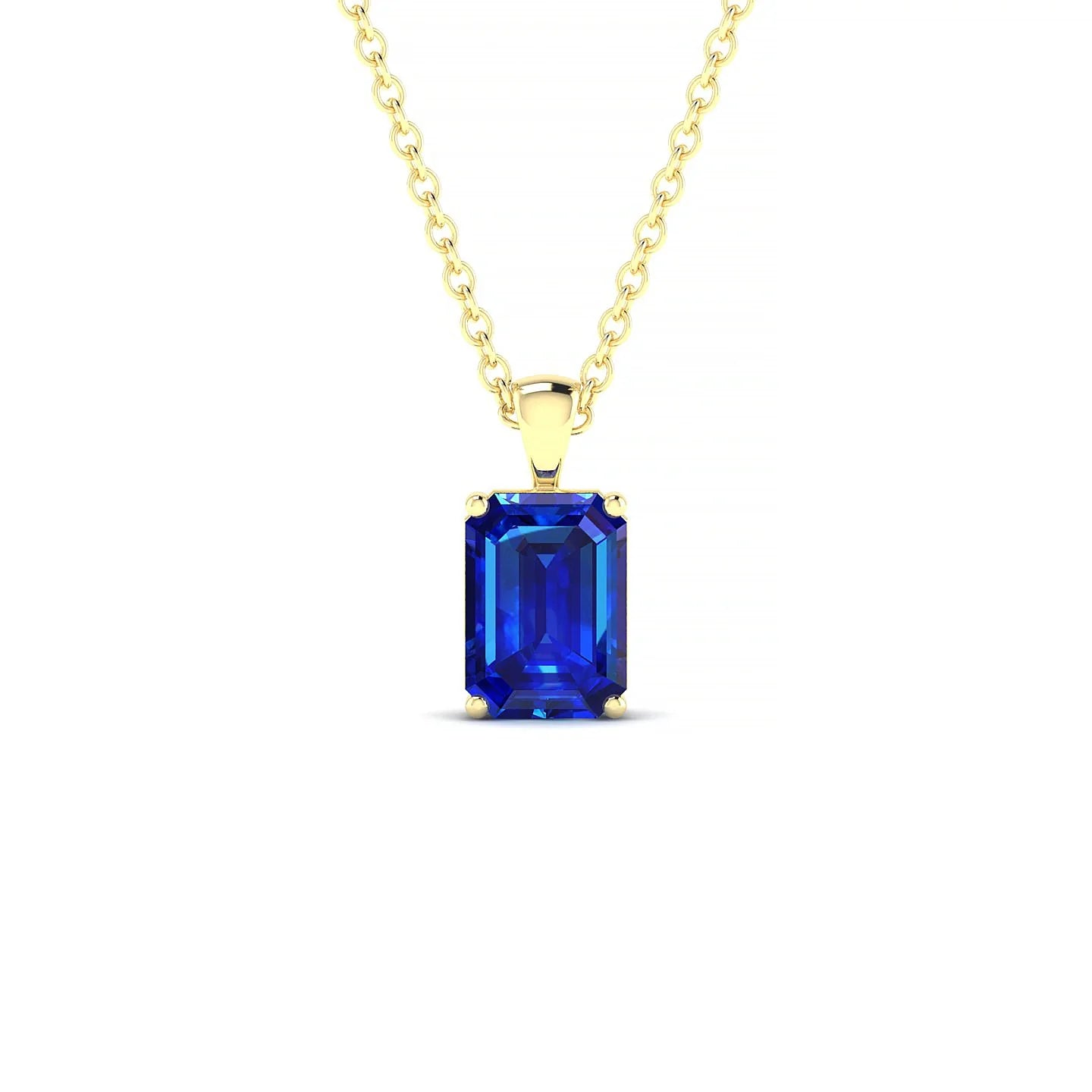 Reverse | 18k Yellow Gold 7 x 5 mm Emerald Sapphire Pendant