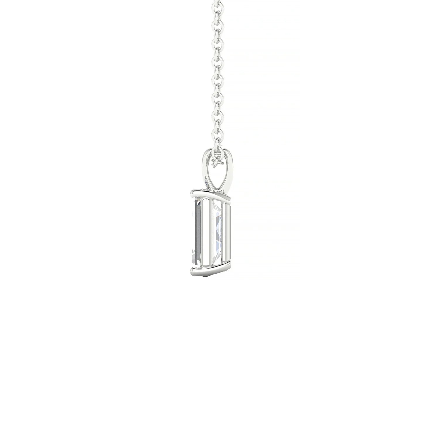 Reverse | 18k White Gold 7 x 5 mm Emerald Diamond Pendant