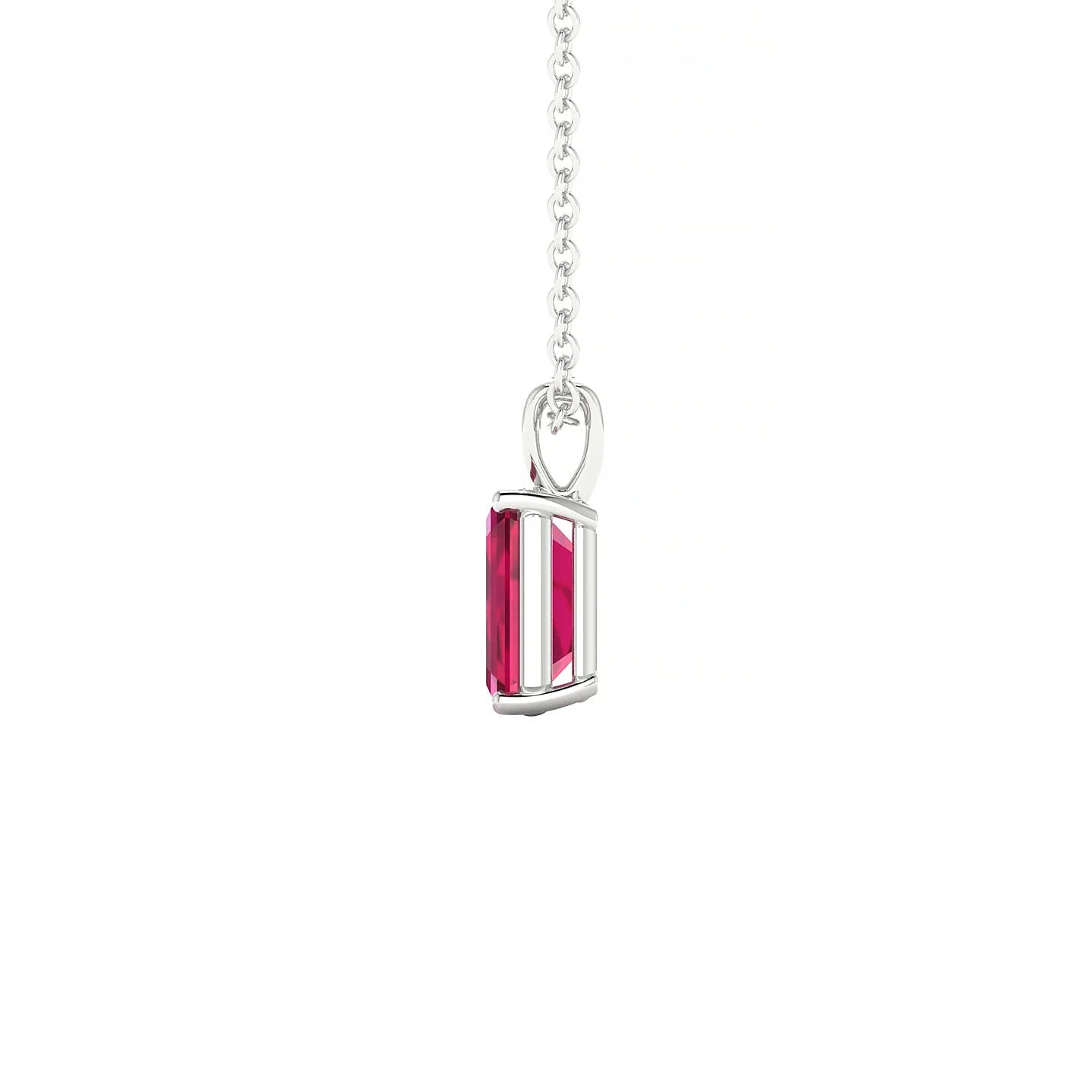 Reverse | 18k White Gold 7 x 5 mm Emerald Ruby Pendant