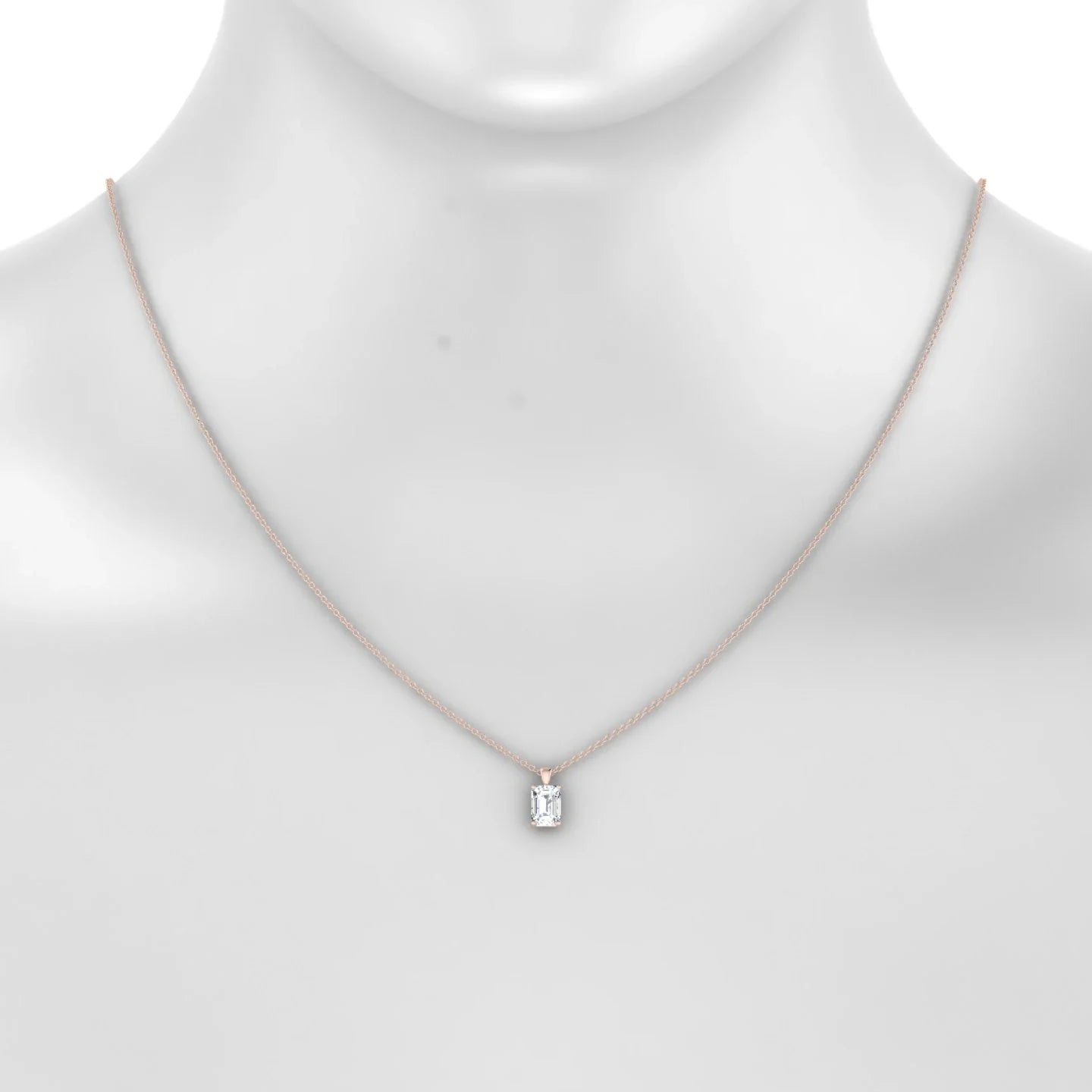 Reverse | 18k Rose Gold 7 x 5 mm Emerald Diamond Pendant