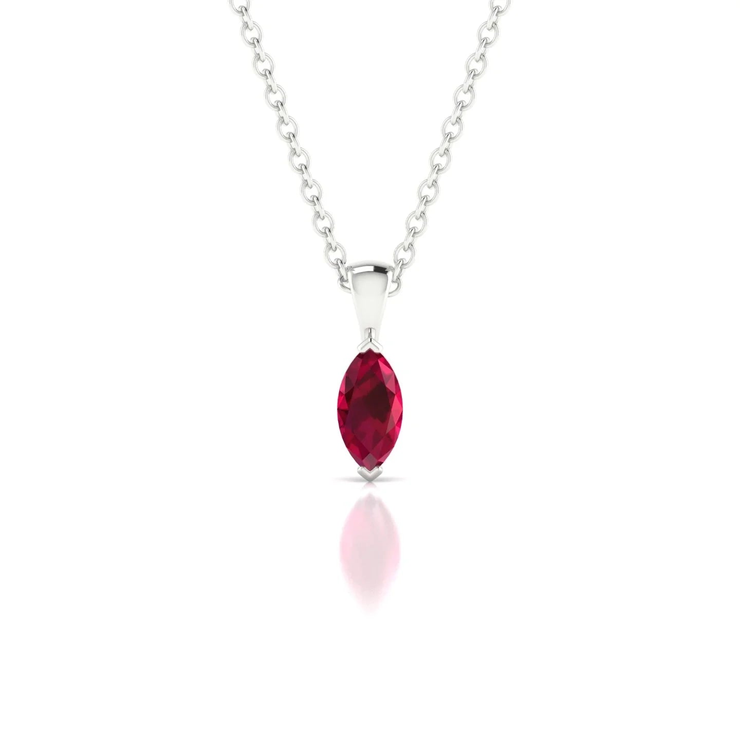 Reverse | 18k White Gold 6 x 3 mm Marquise Ruby Pendant