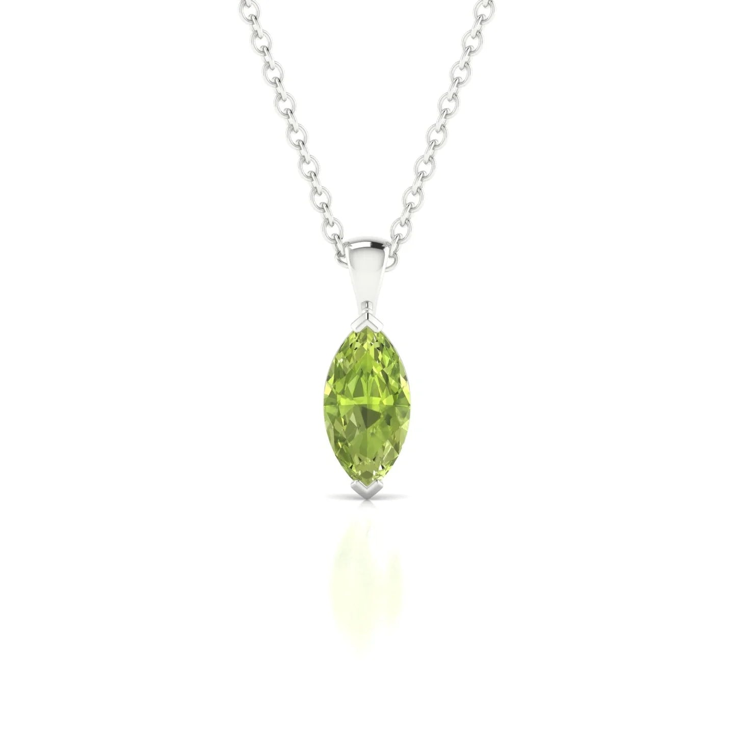 Reverse | 18k White Gold 8 x 4 mm Marquise Peridot Pendant