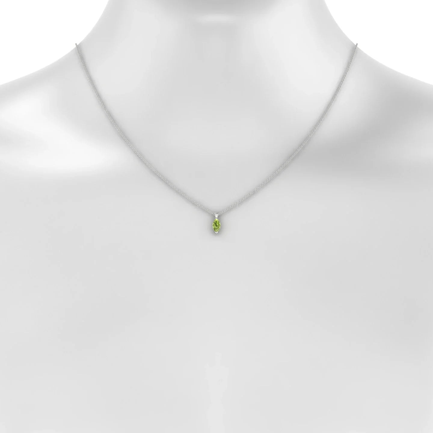 Reverse | 18k White Gold 8 x 4 mm Marquise Peridot Pendant
