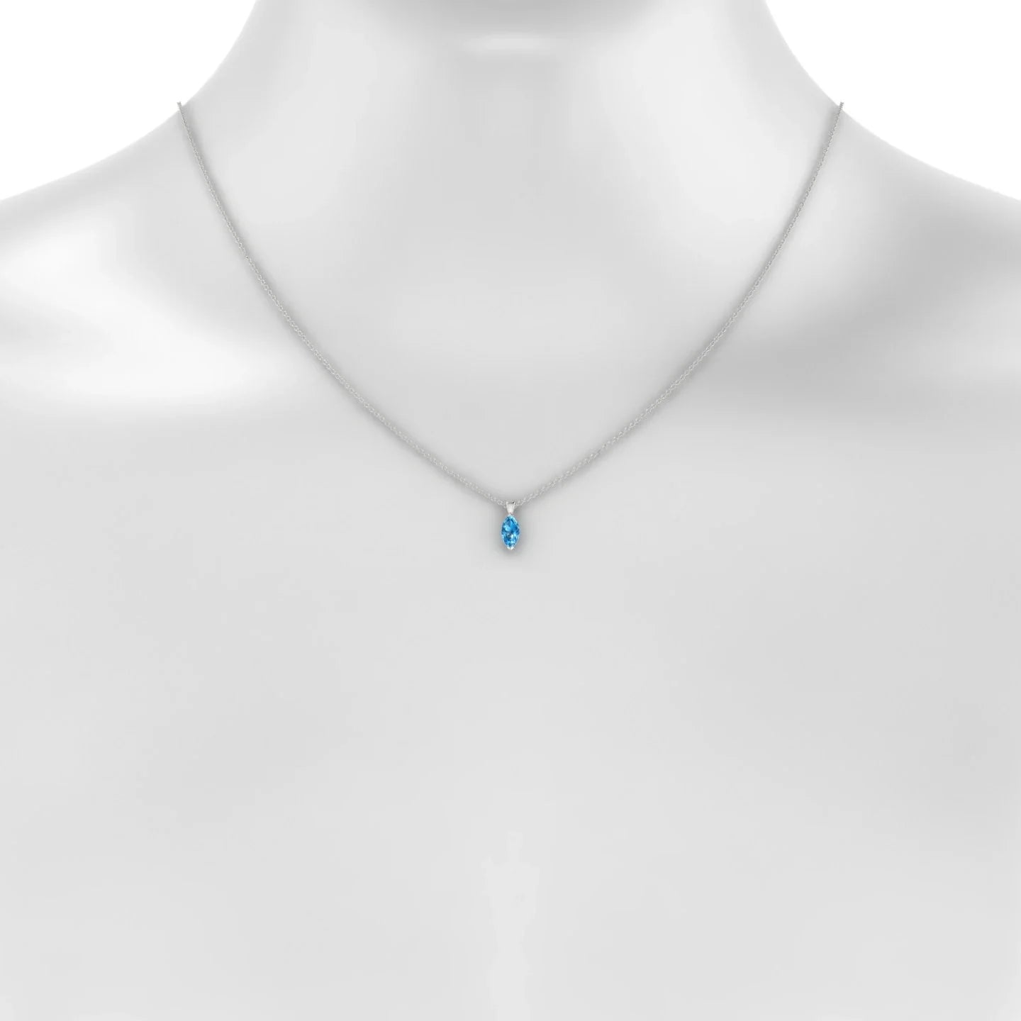 Reverse | 18k White Gold 8 x 4 mm Marquise Topaz Pendant