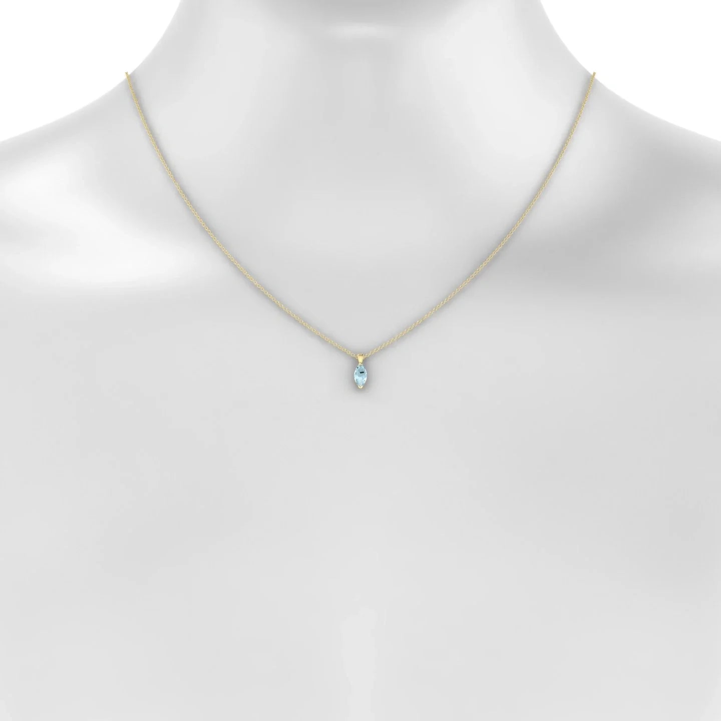Reverse | 18k Yellow Gold 8 x 4 mm Marquise Aquamarine Pendant